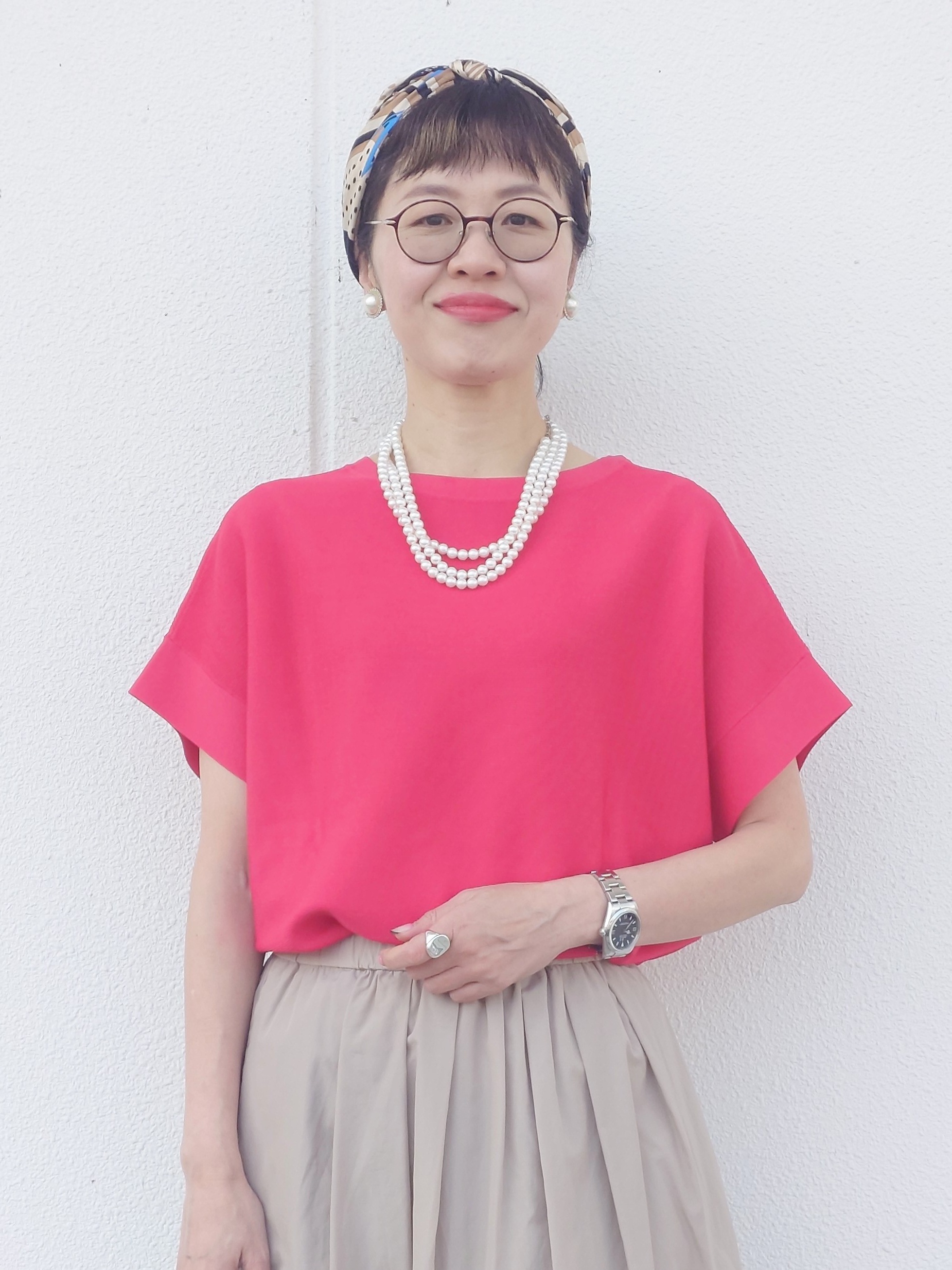 MUTSUKOさんの「UNTITLED｜【11色展開/体型カバー】前後2WAYフレンチスリーブニット」を使ったコーディネート