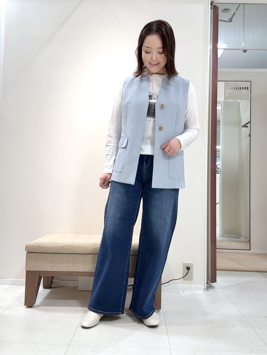 YUIさんの「UNTITLED｜【セットアップ可/UV/接触冷感】スラブキーネックジレ」を使ったコーディネート