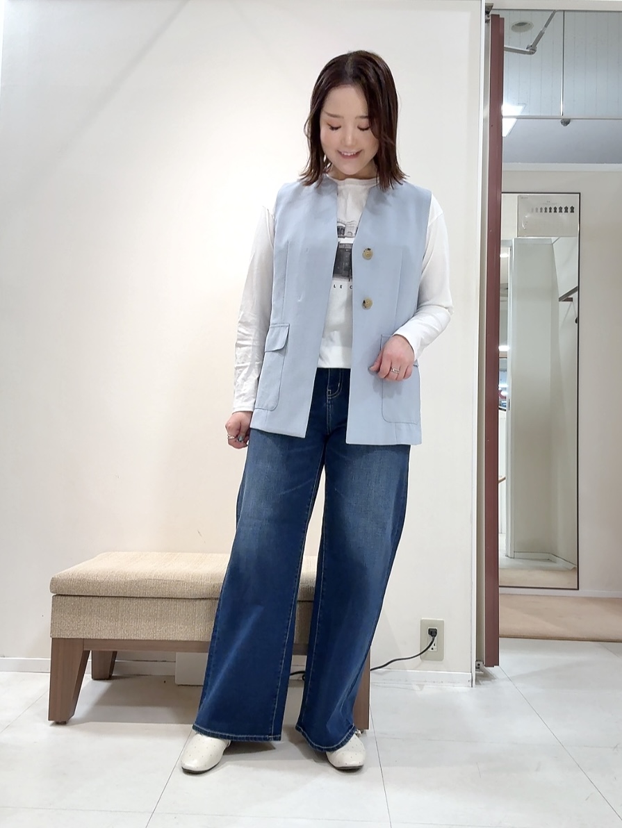 YUIさんの「UNTITLED｜【セットアップ可/UV/接触冷感】スラブキーネックジレ」を使ったコーディネート