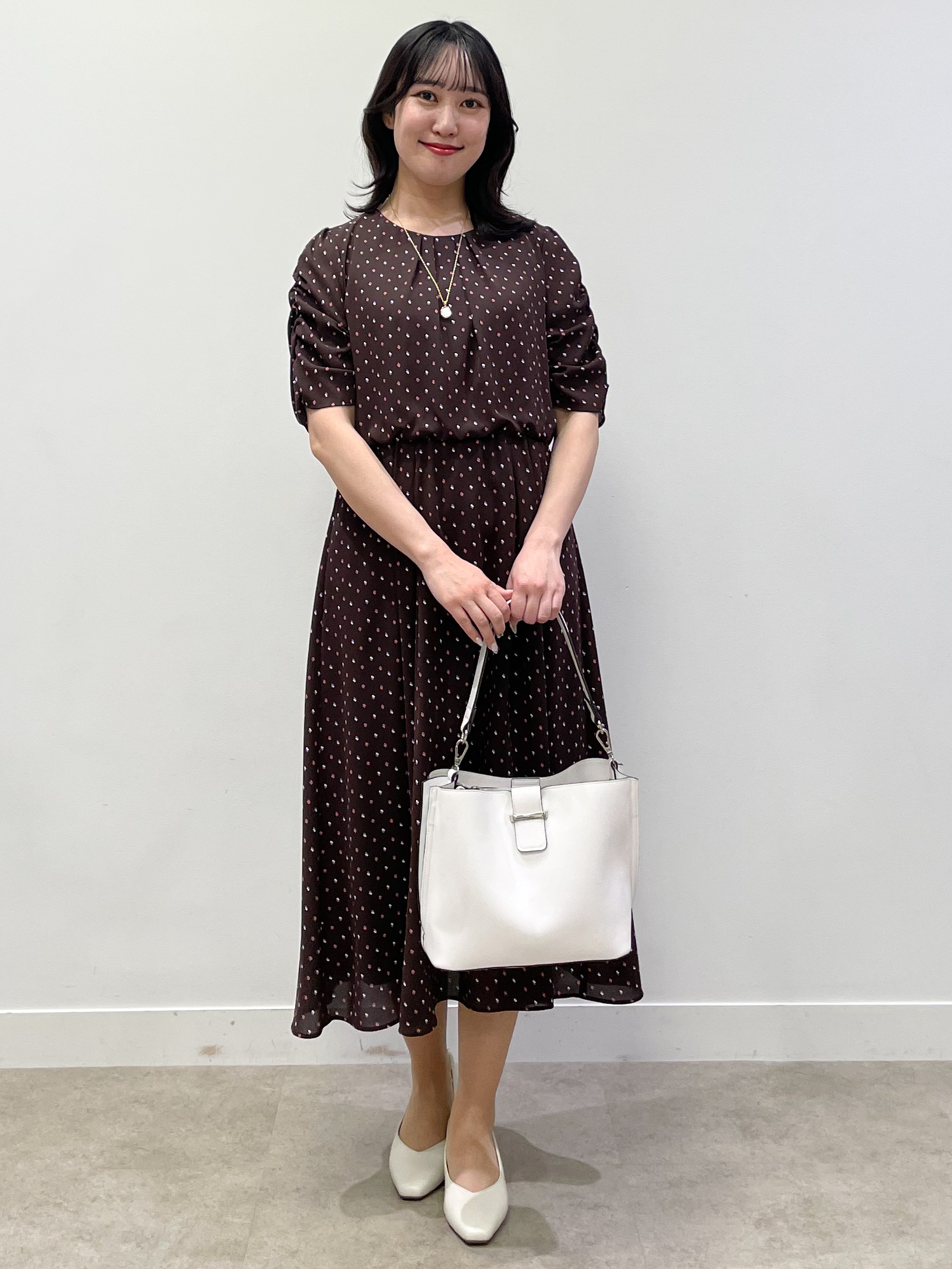 yukariさんの「Reflect｜小紋柄ジョーゼットワンピース」を使ったコーディネート