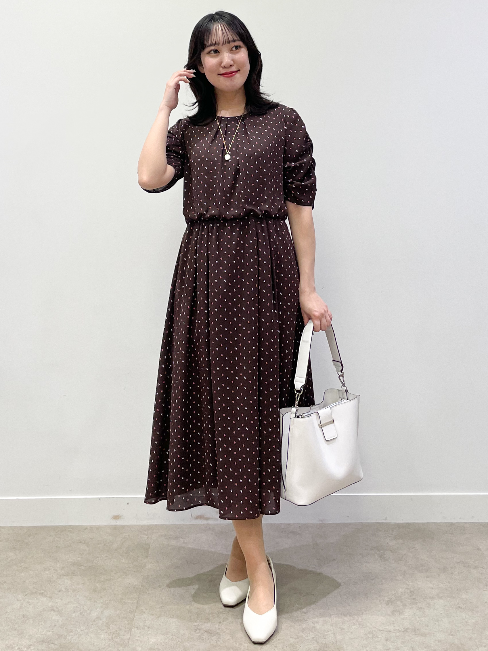 yukariさんの「Reflect｜小紋柄ジョーゼットワンピース」を使ったコーディネート