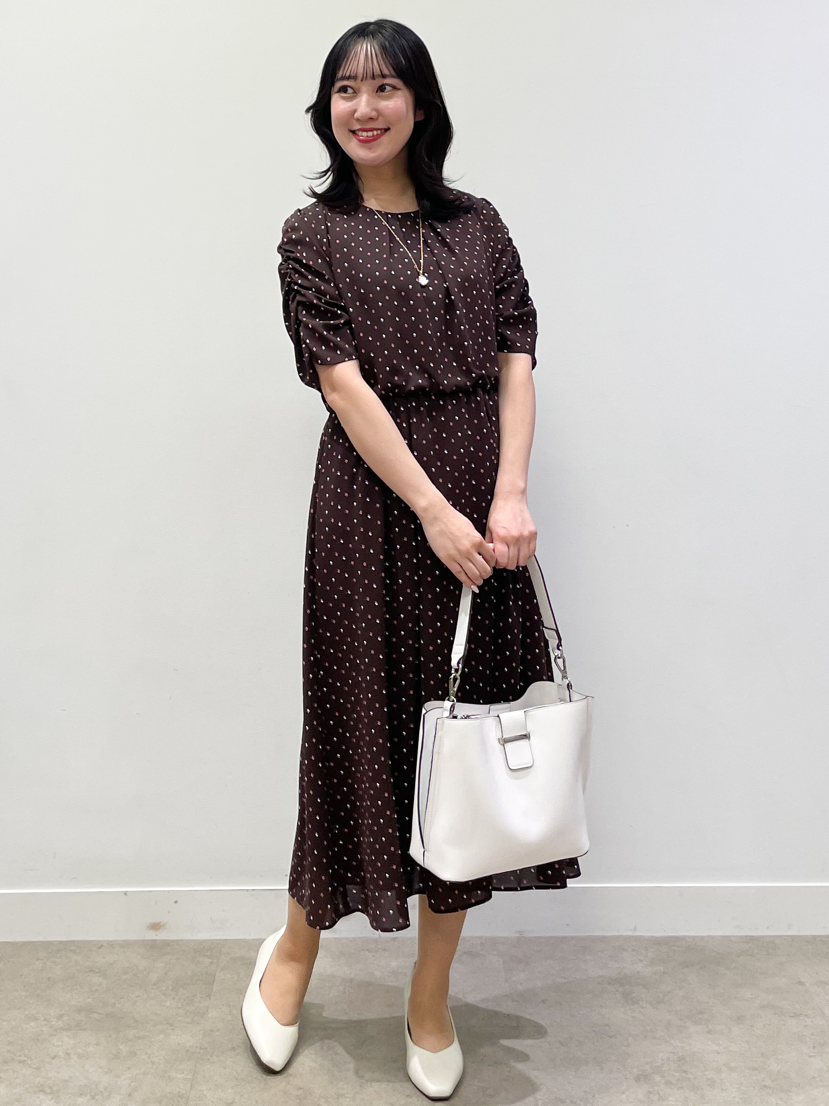 yukariさんの「Reflect｜小紋柄ジョーゼットワンピース」を使ったコーディネート