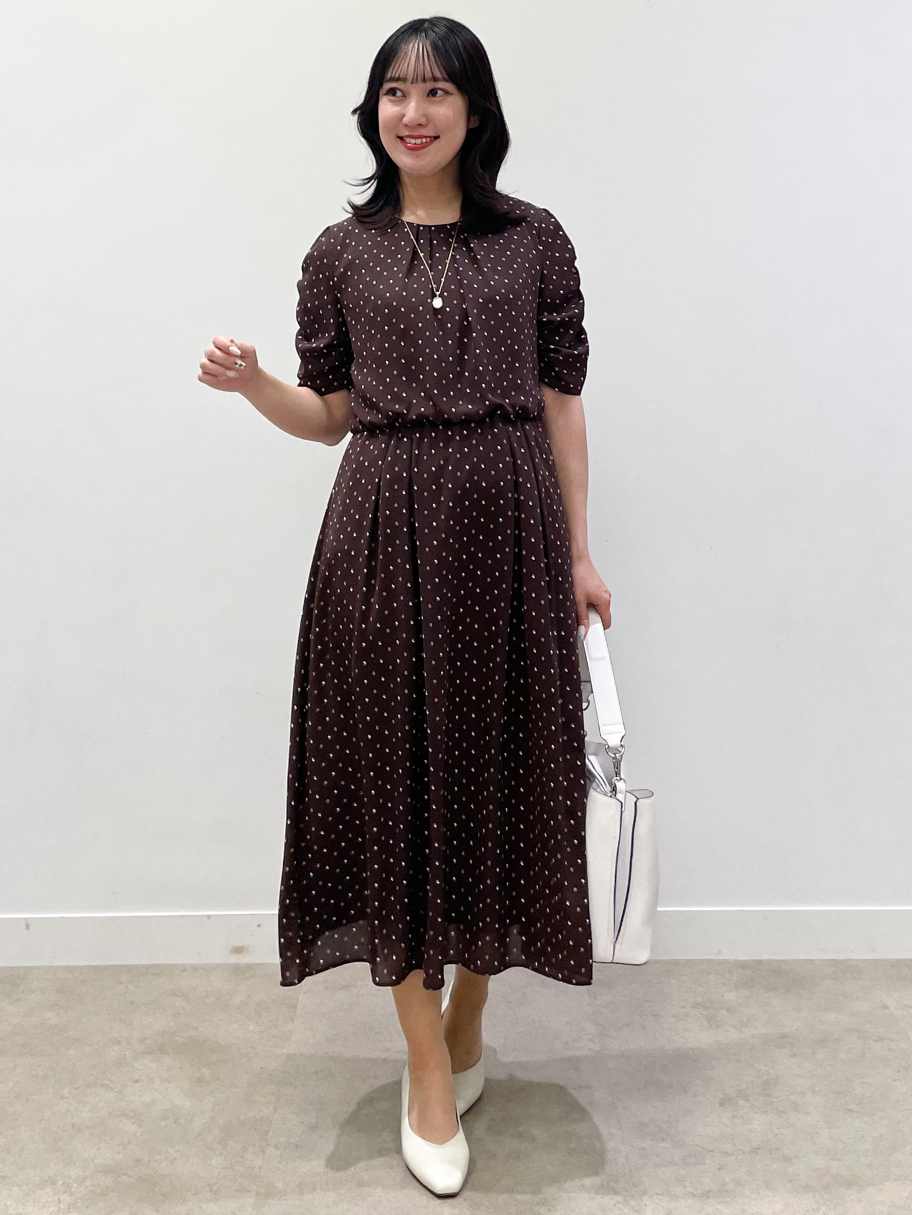 yukariさんの「Reflect｜小紋柄ジョーゼットワンピース」を使ったコーディネート