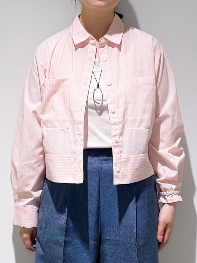 みーさんの「grove｜【貴島明日香さん着用／イージーケア／接触冷感】麻混クロップドシャツ」を使ったコーディネート