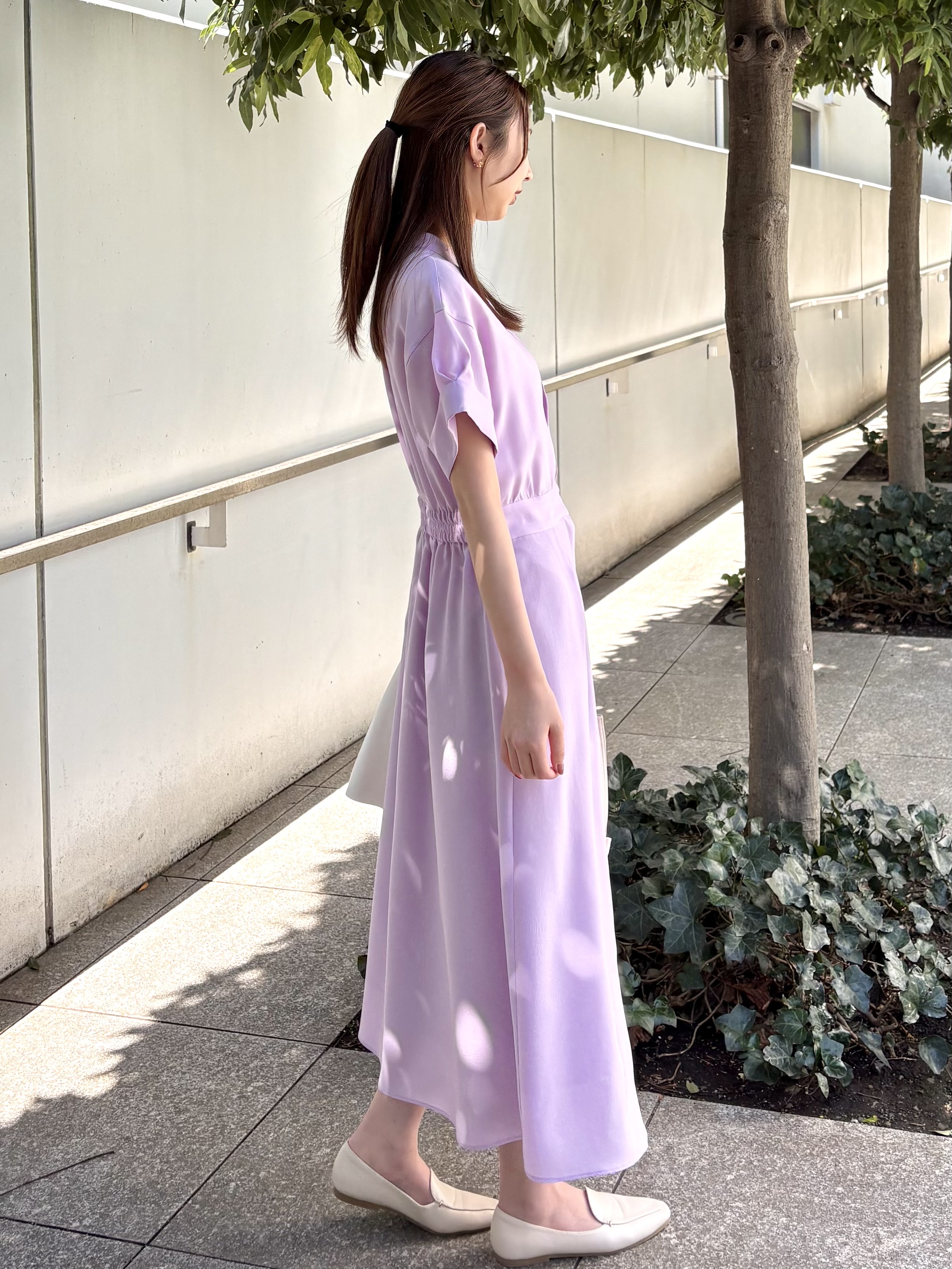 めぐさんの「OPAQUE.CLIP｜【接触冷感／吸水速乾】リネンライク シャツワンピース《洗濯機OK》」を使ったコーディネート