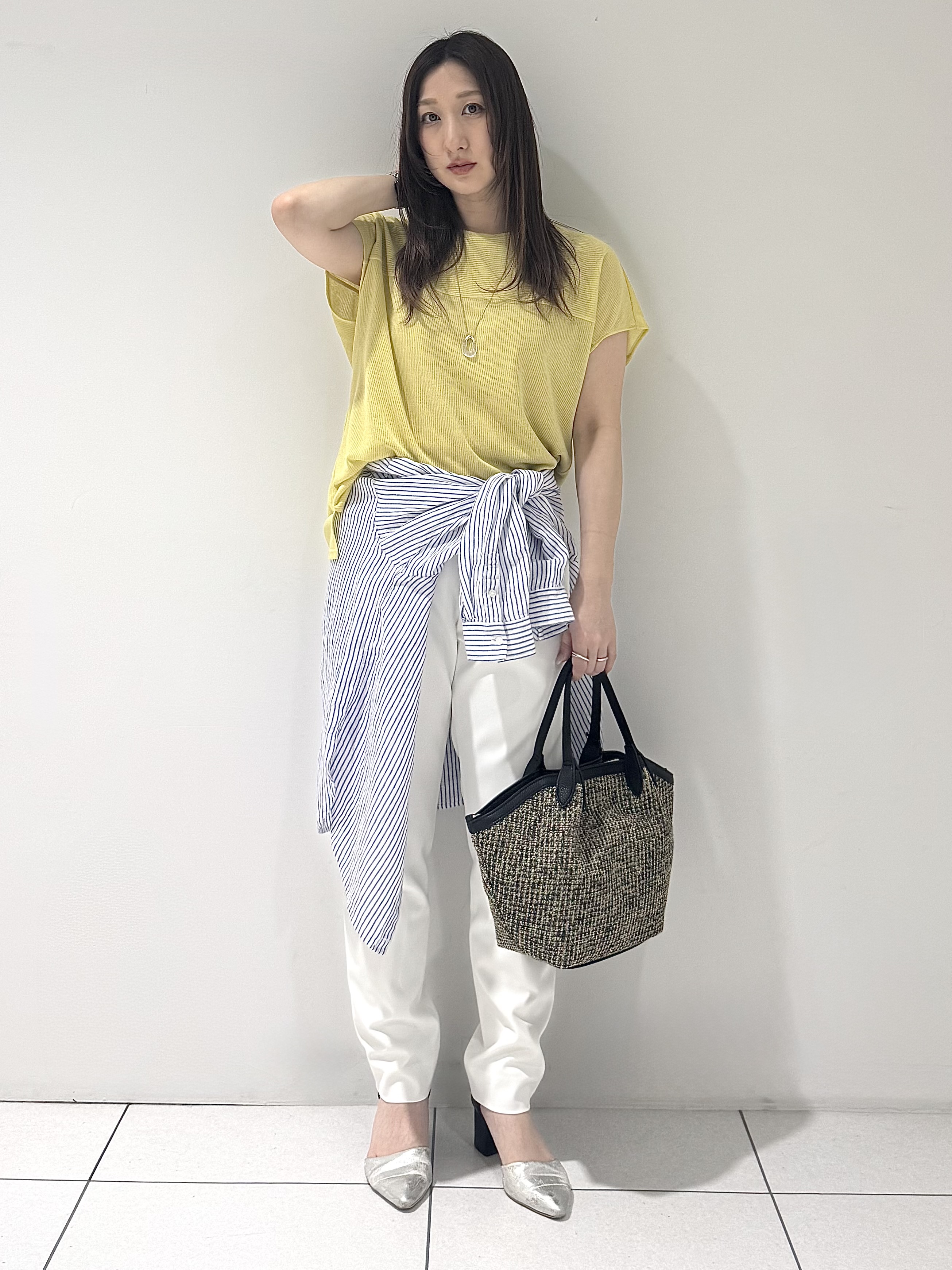 そんさんの「INDIVI｜【接触冷感／2WAY】カシュクールリネンシャツ」を使ったコーディネート