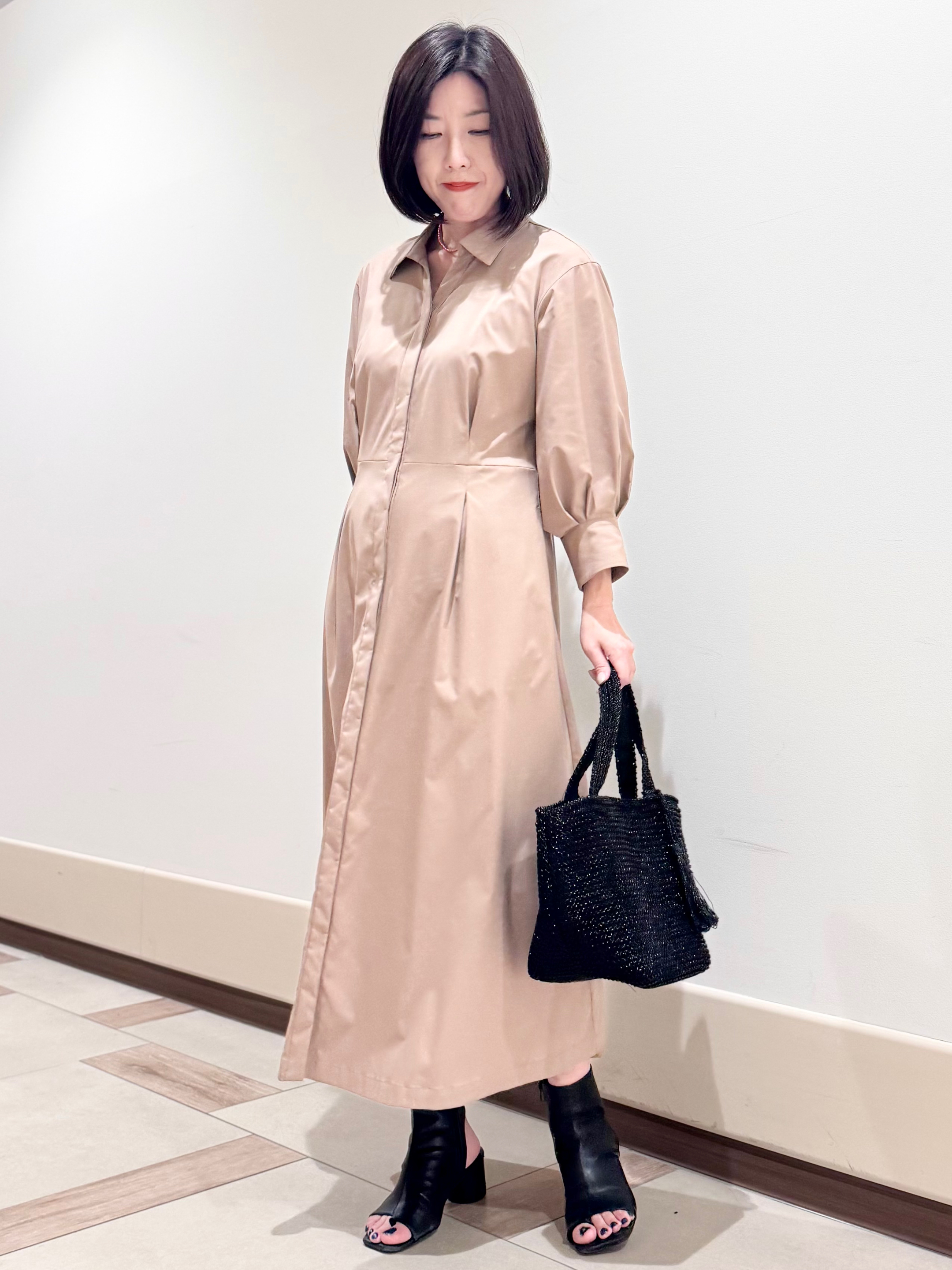 kaeさんの「Reflect｜タイプライターシャツロングワンピース」を使ったコーディネート