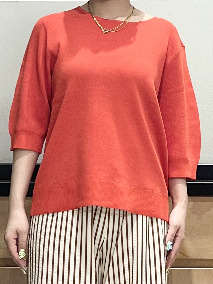 かのさんの「THE SHOP TK｜【S-XL/ひんやりタッチ】美しさ際立つ 6分袖ニット 洗濯機OK/UVケア/毛玉になりにくい」を使ったコーディネート