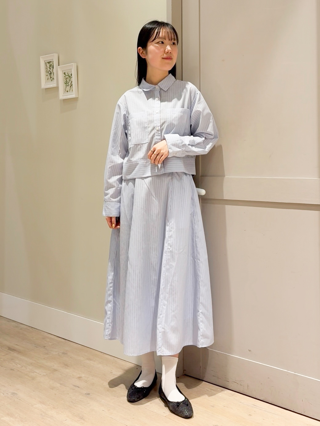 Mayuさんの「grove｜【貴島明日香さん着用／イージーケア／接触冷感】麻混クロップドシャツ」を使ったコーディネート