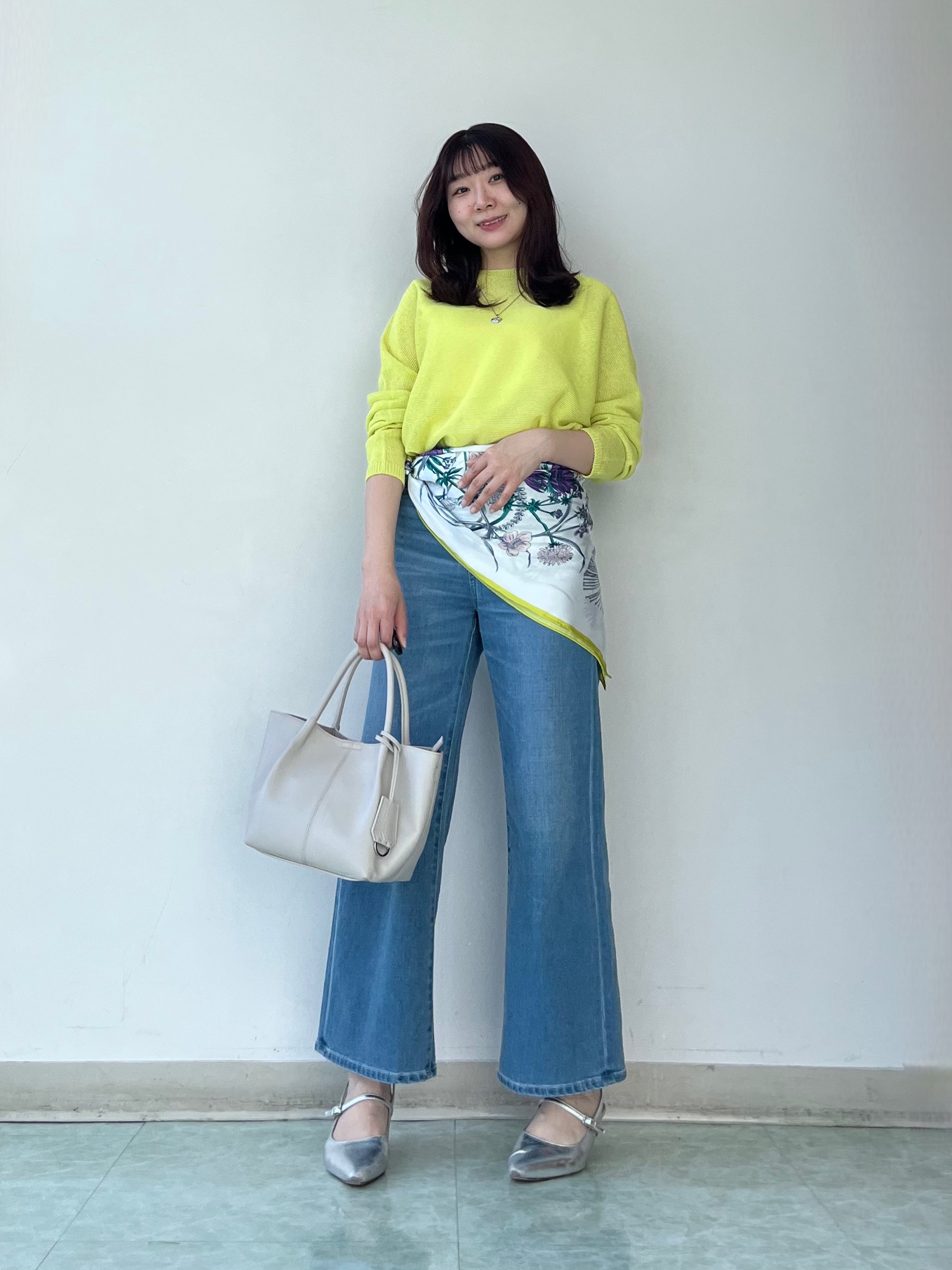 KAHOさんの「UNTITLED｜【古畑星夏さん着用/8色展開/程よい透け感】ドライタッチボートネックニット」を使ったコーディネート
