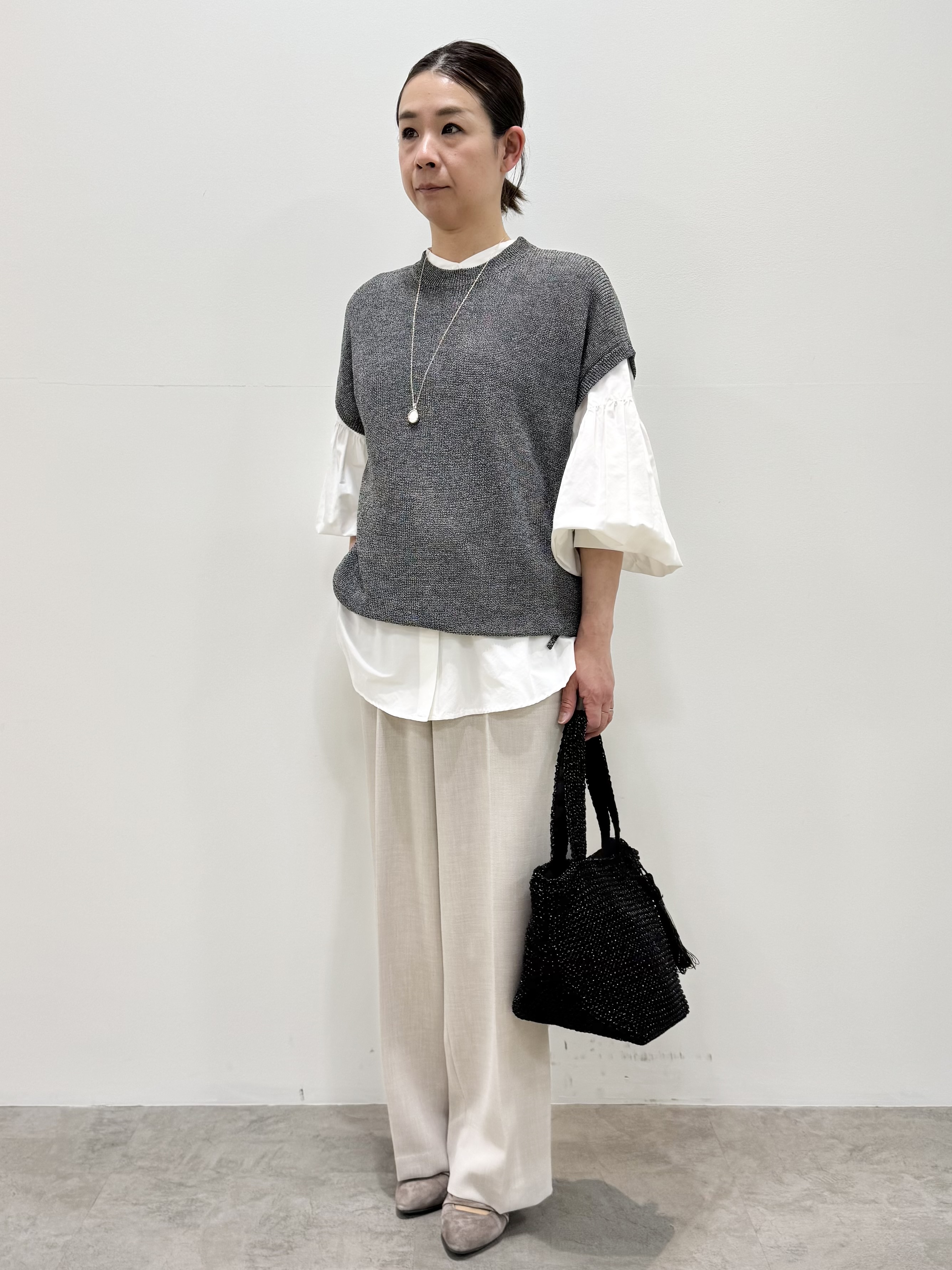 koyaさんの「Reflect｜【レイヤードにおすすめ◎】畦編みフレンチスリーブトップス」を使ったコーディネート
