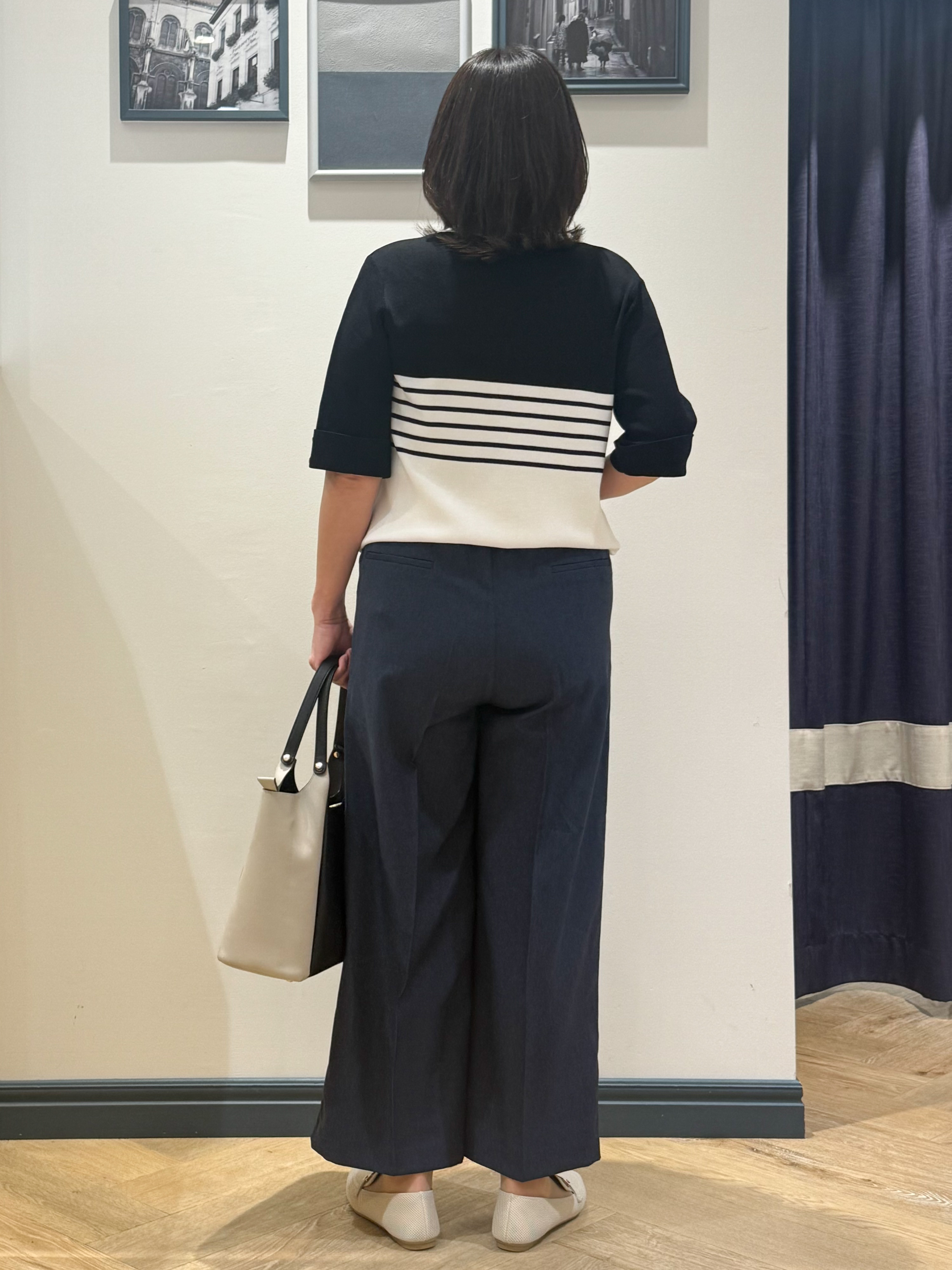 Lilyさんの「grove｜【シリーズ累計36万枚/名品ニット】やわらかドライタッチ 袖メッシュ編みニット」を使ったコーディネート