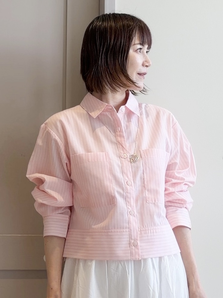 yamakoさんの「grove｜【貴島明日香さん着用／イージーケア／接触冷感】麻混クロップドシャツ」を使ったコーディネート