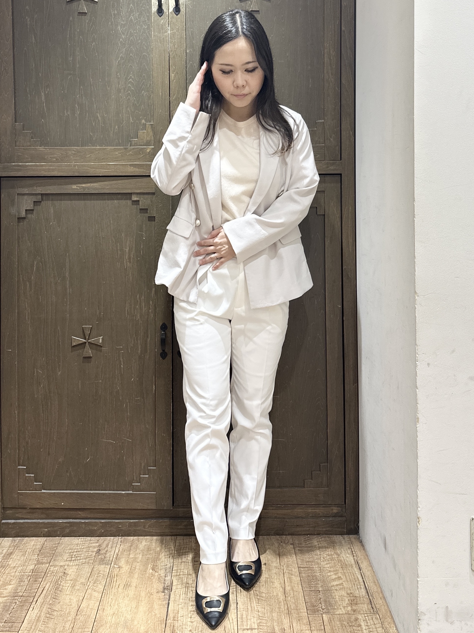 kanaさんの「index｜《再入荷》ダブルブレストテーラードジャケット【接触冷感／吸水速乾／イージーアイロン／防シワ／洗濯機O」を使ったコーディネート