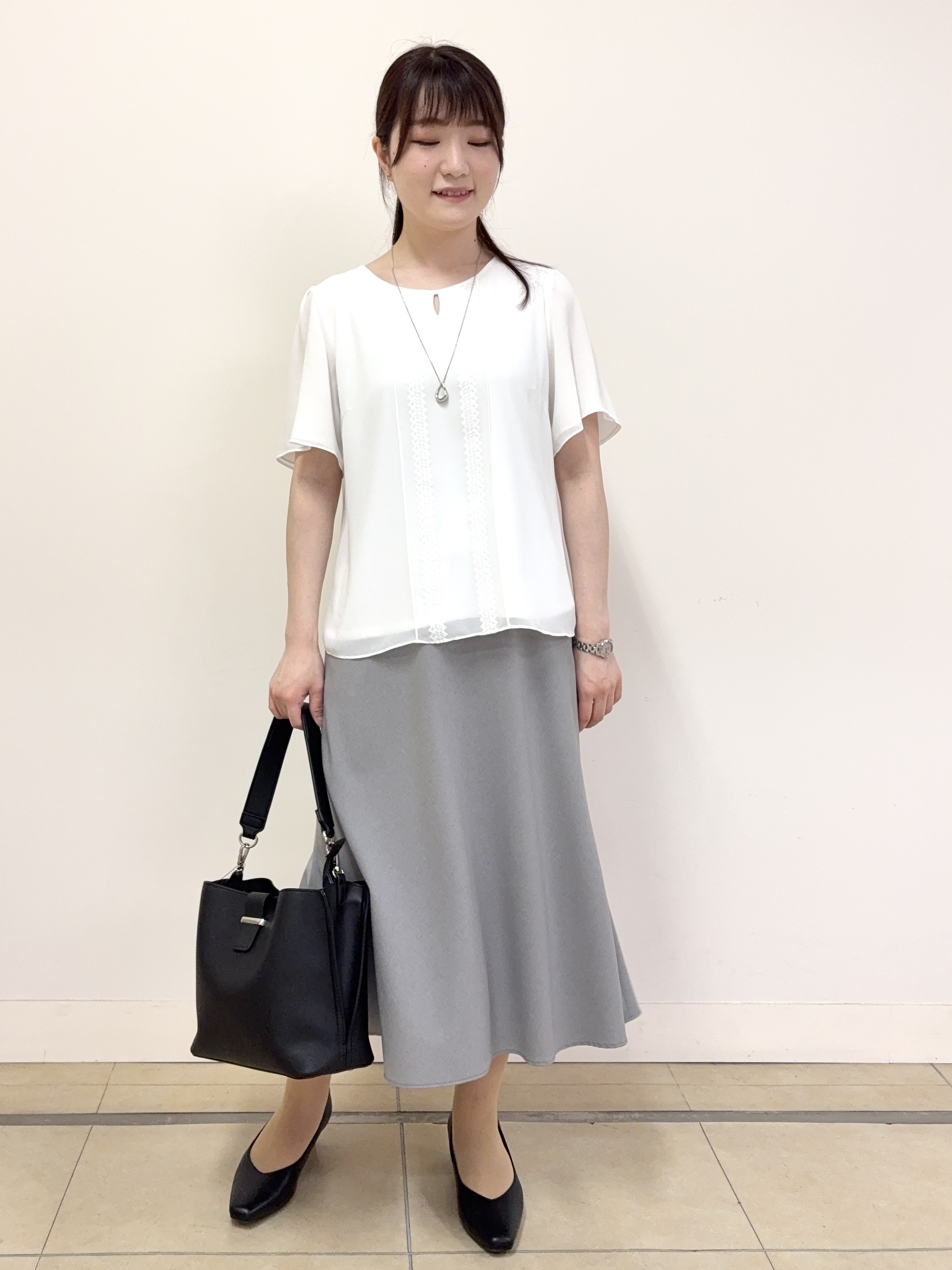 mikiさんの「Reflect｜【UVカット／接触冷感】五分袖シフォンブラウス」を使ったコーディネート