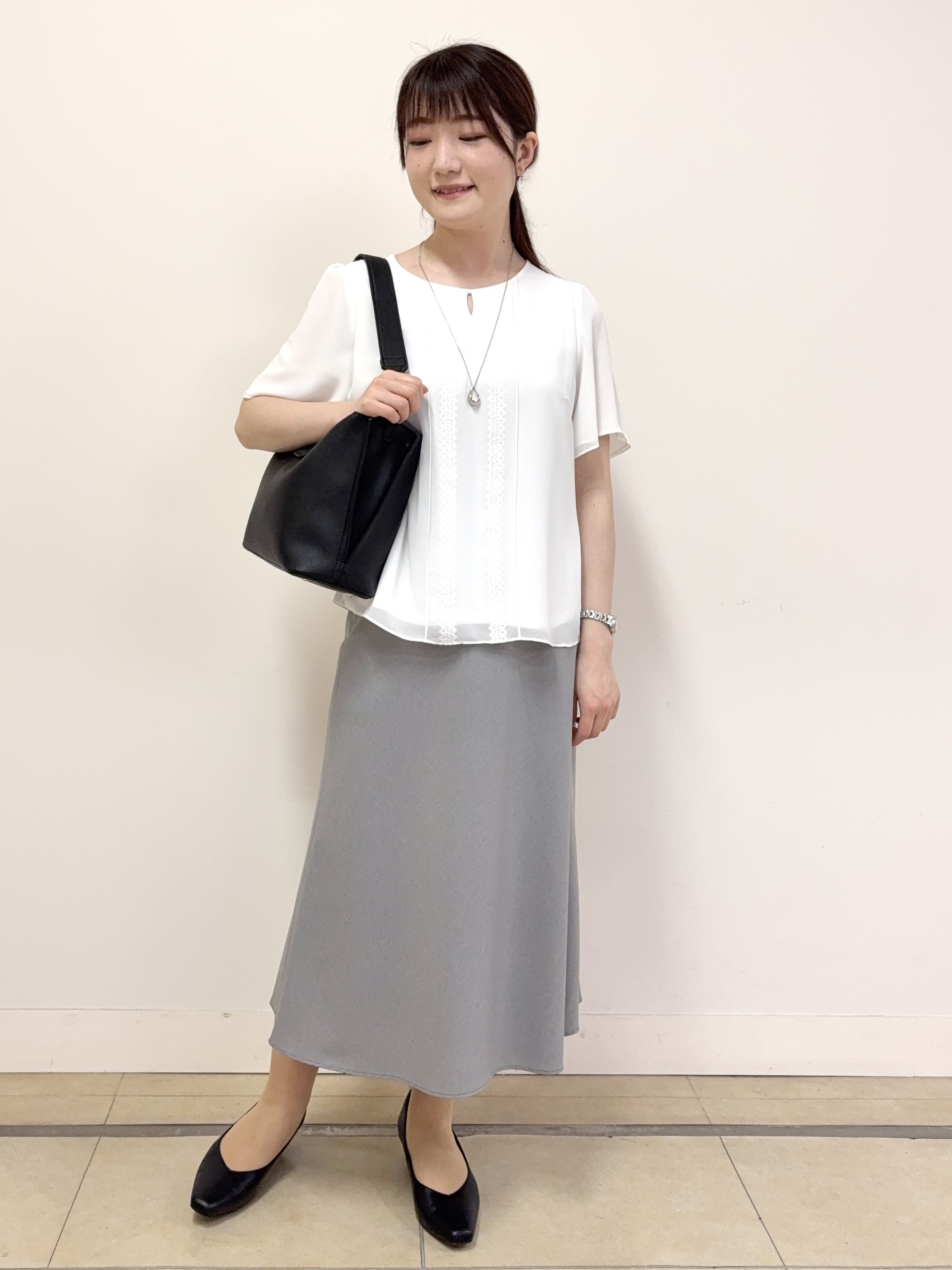 mikiさんの「Reflect｜【UVカット／接触冷感】五分袖シフォンブラウス」を使ったコーディネート