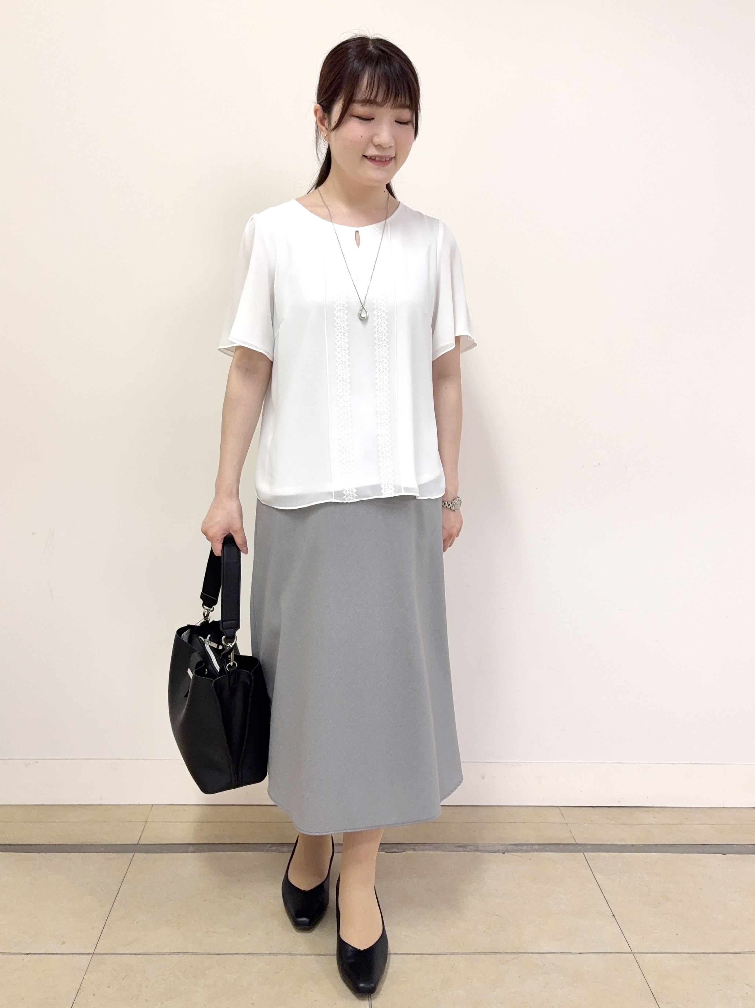 mikiさんの「Reflect｜【UVカット／接触冷感】五分袖シフォンブラウス」を使ったコーディネート