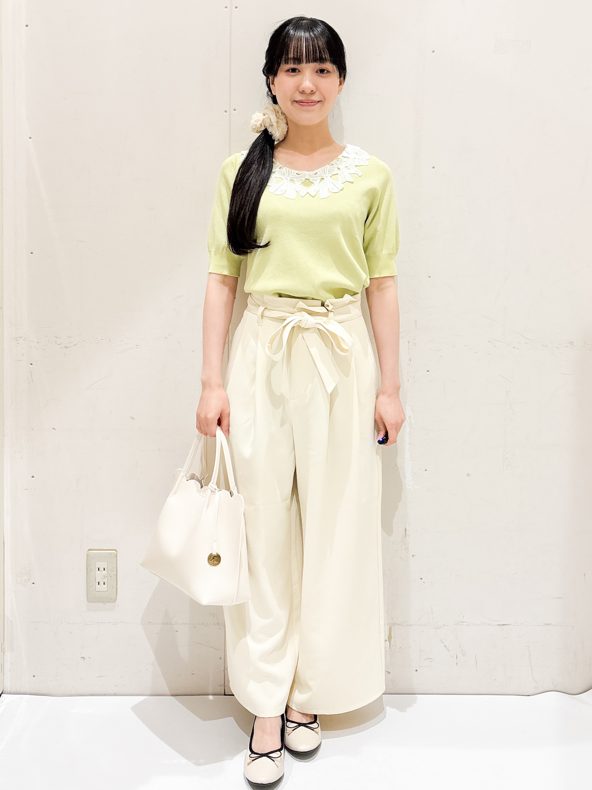 Hinaさんの「OPAQUE.CLIP｜リボンレース衿リブニット【洗濯機OK／接触冷感】」を使ったコーディネート