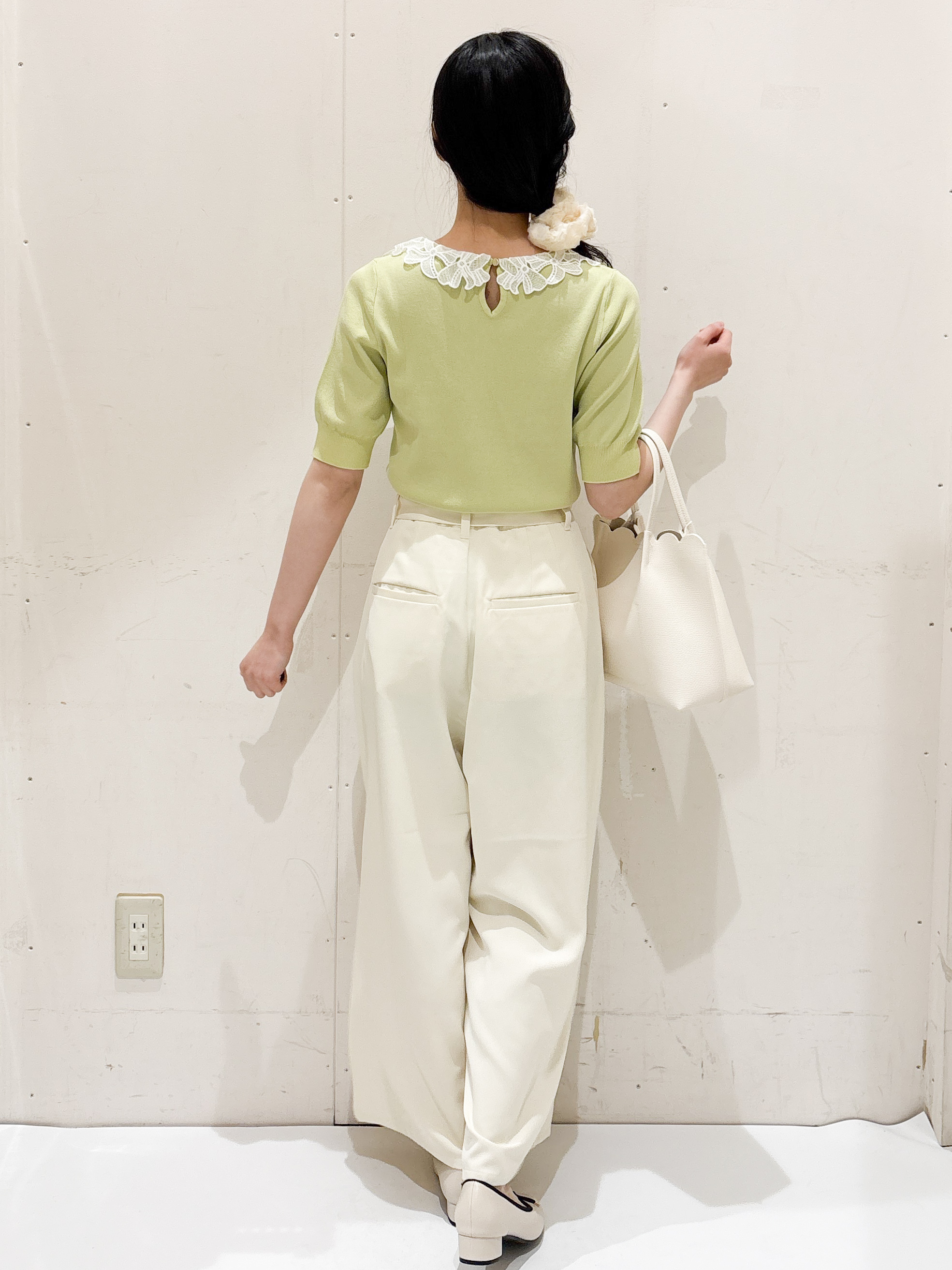 Hinaさんの「OPAQUE.CLIP｜リボンレース衿リブニット【洗濯機OK／接触冷感】」を使ったコーディネート
