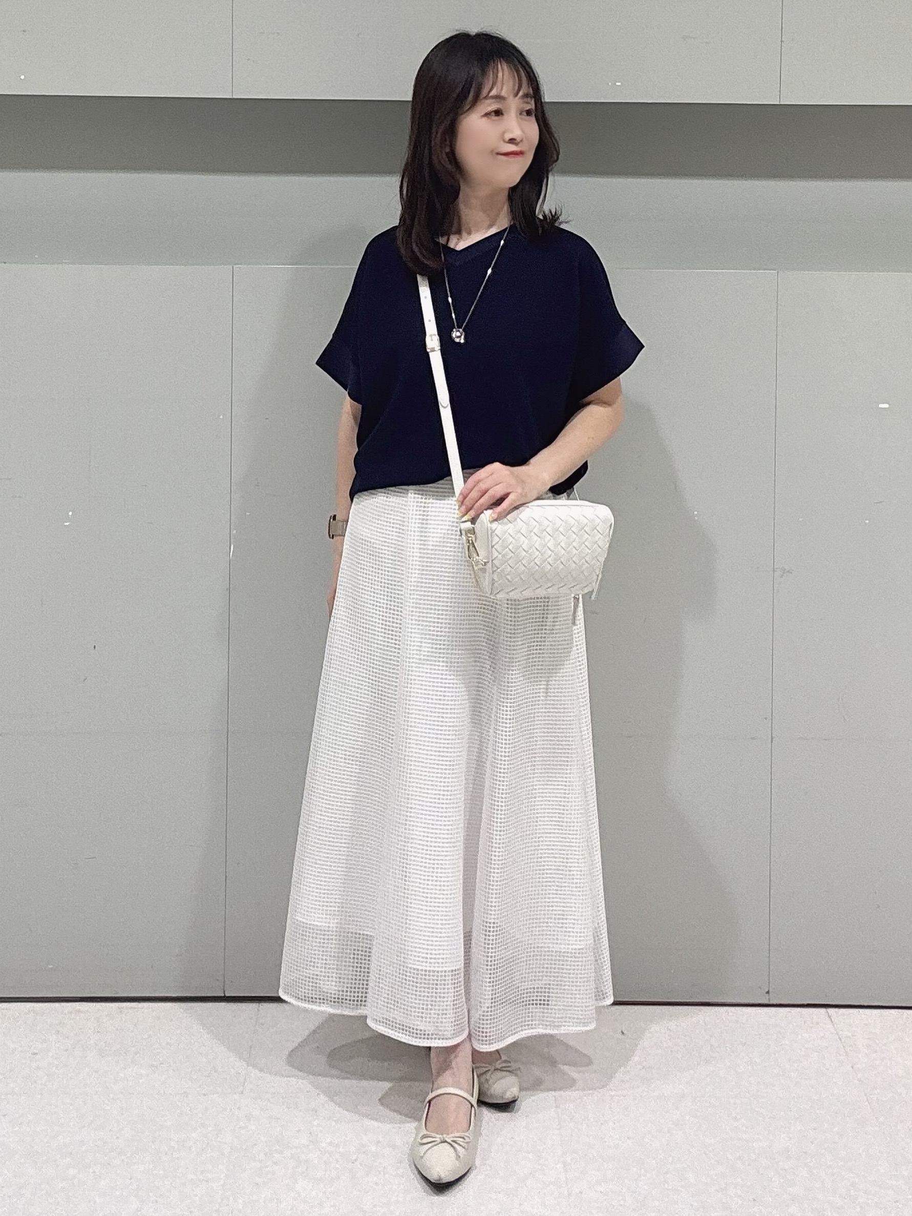 makiさんの「UNTITLED｜【11色展開/体型カバー】前後2WAYフレンチスリーブニット」を使ったコーディネート