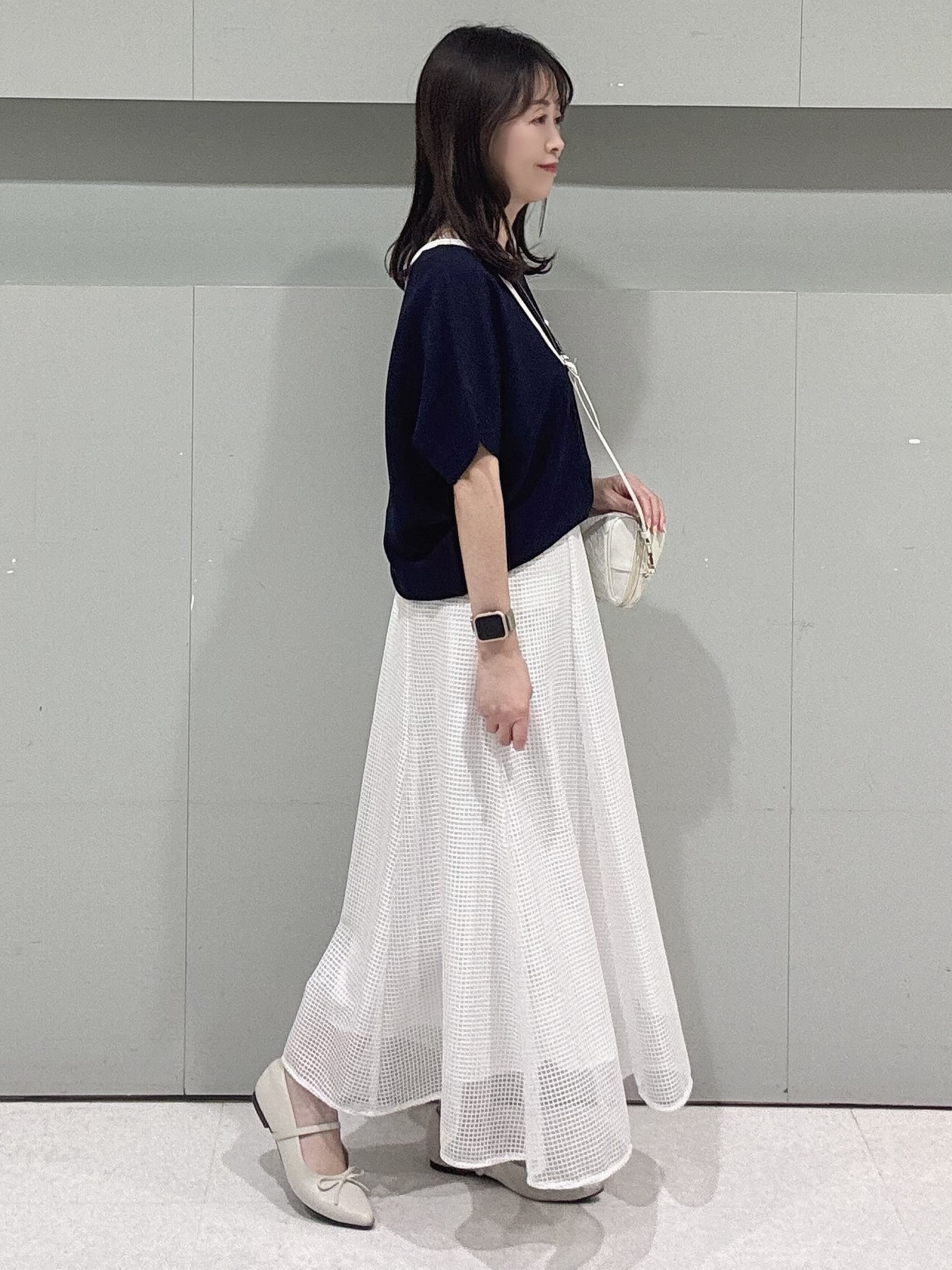 makiさんの「UNTITLED｜【11色展開/体型カバー】前後2WAYフレンチスリーブニット」を使ったコーディネート