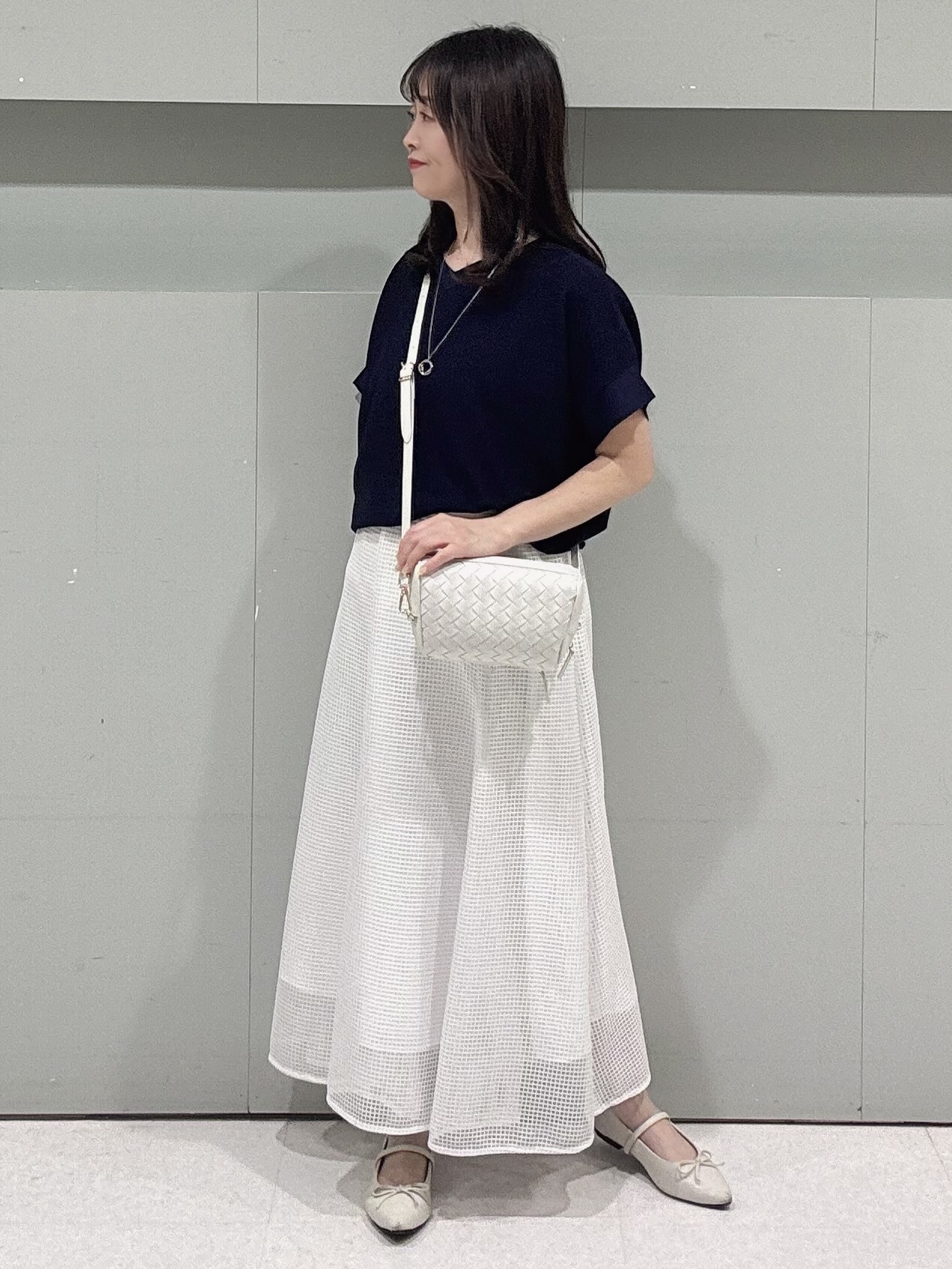 makiさんの「UNTITLED｜【11色展開/体型カバー】前後2WAYフレンチスリーブニット」を使ったコーディネート