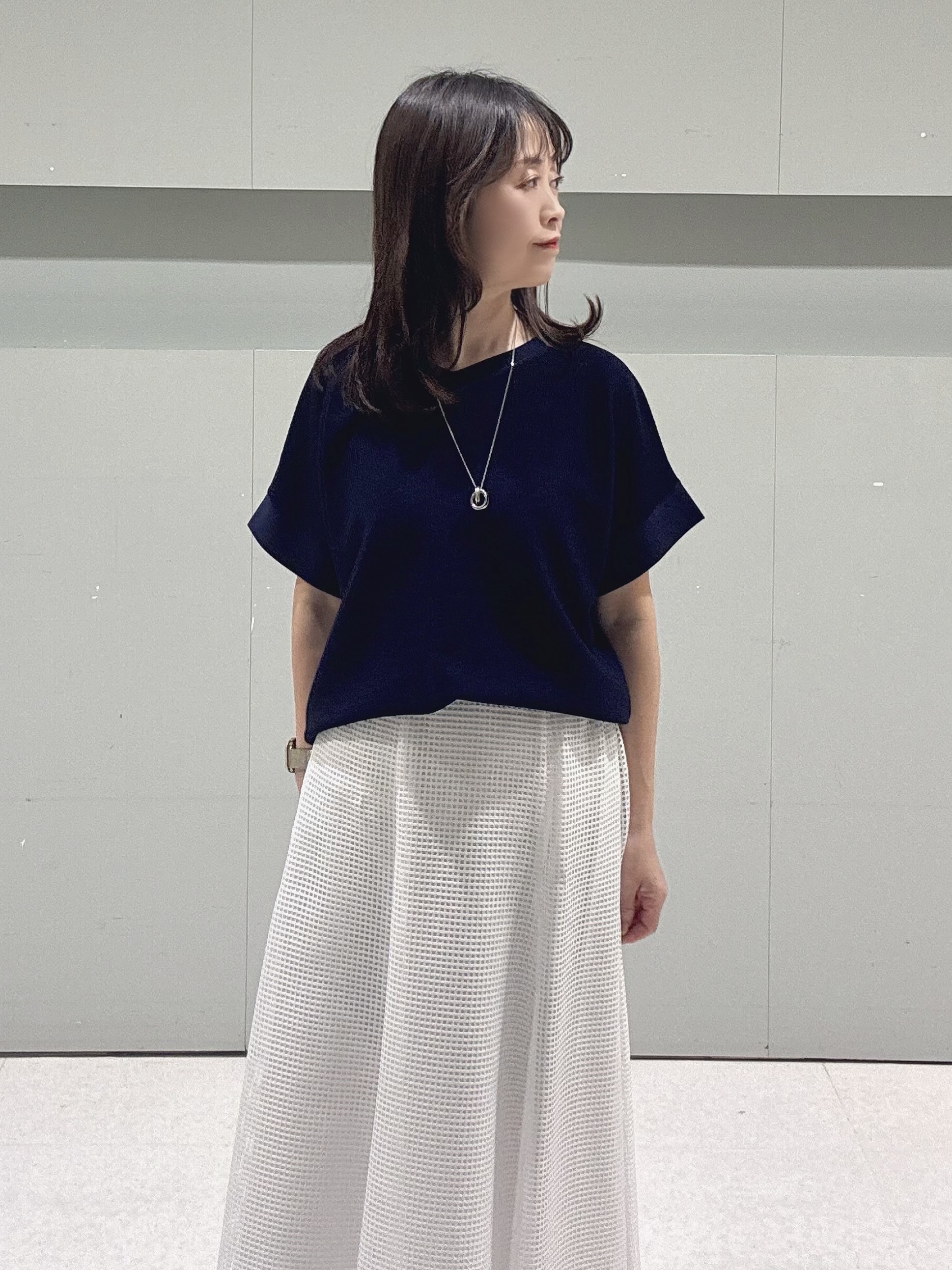 makiさんの「UNTITLED｜【11色展開/体型カバー】前後2WAYフレンチスリーブニット」を使ったコーディネート