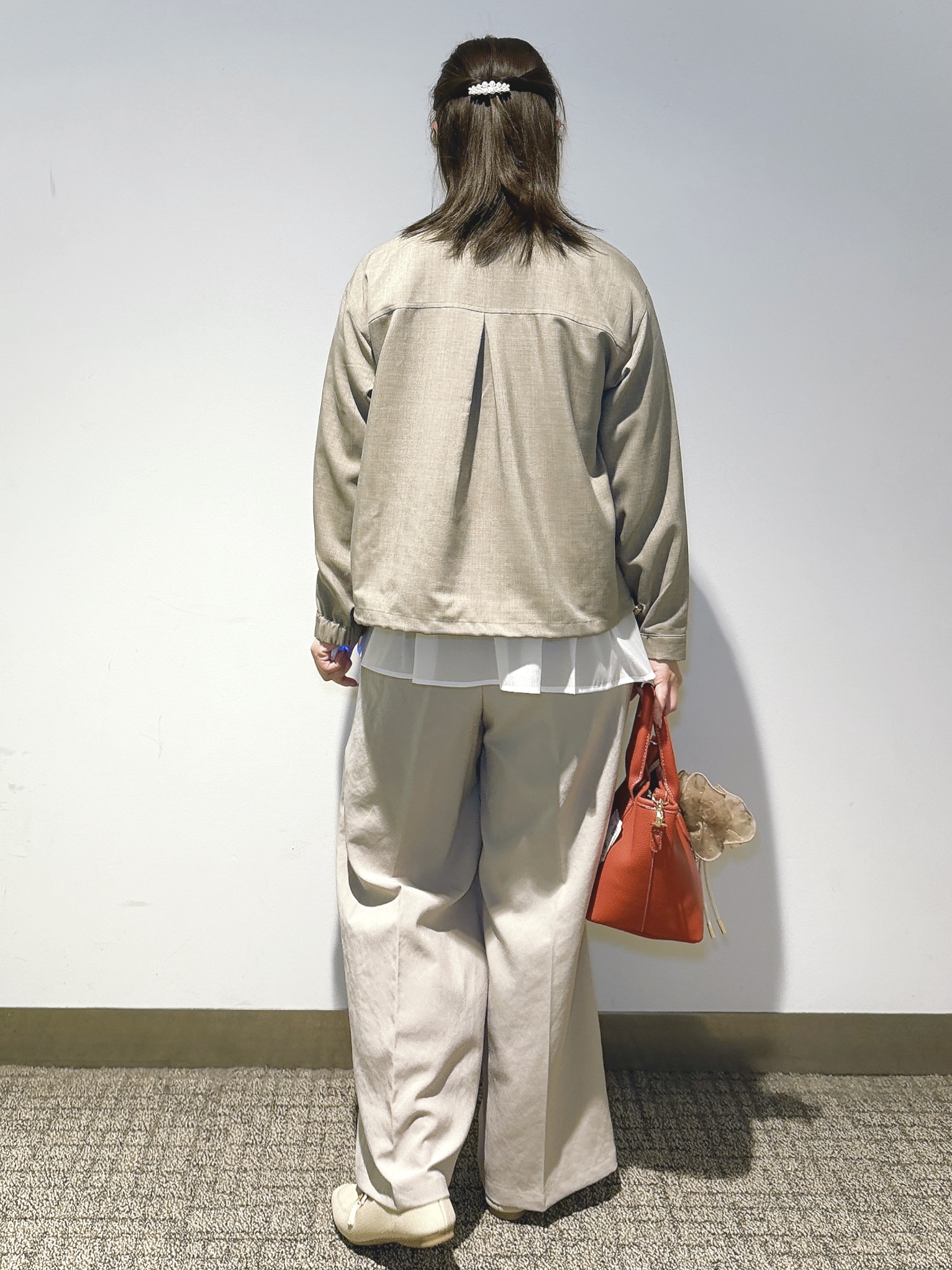 みーさんの「grove｜【貴島明日香さん着用・洗える】麻調ノーカラーブルゾン」を使ったコーディネート