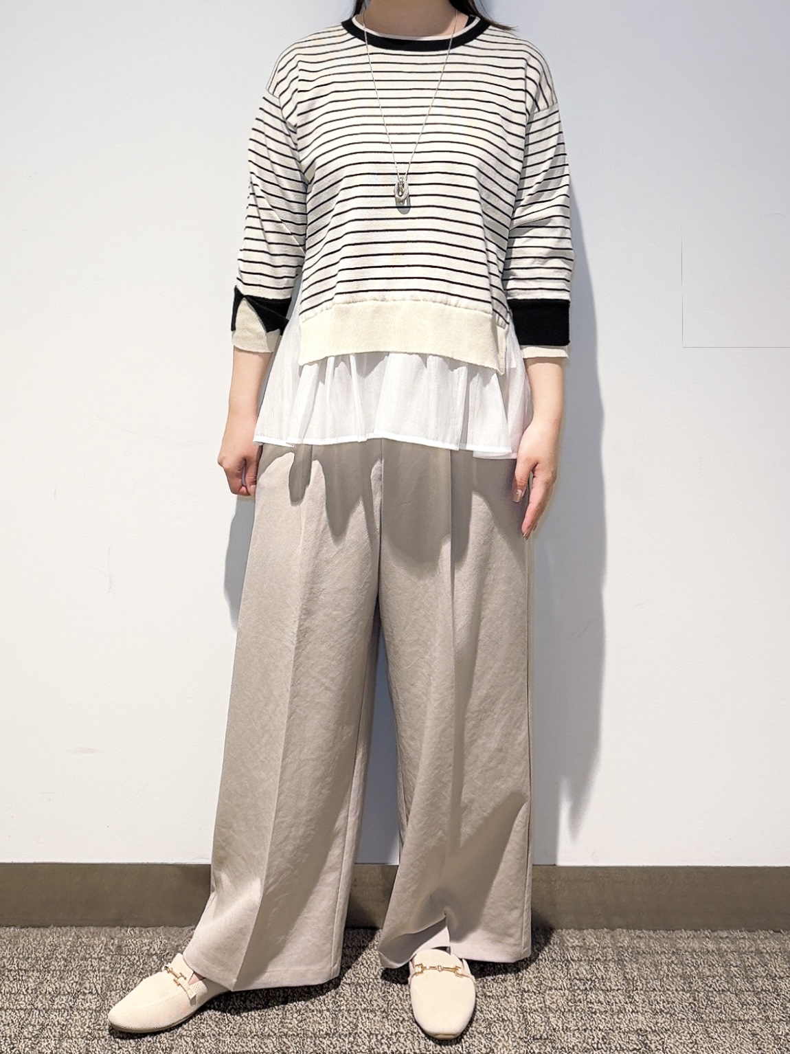 みーさんの「grove｜【貴島明日香さん着用・洗える】麻調ノーカラーブルゾン」を使ったコーディネート