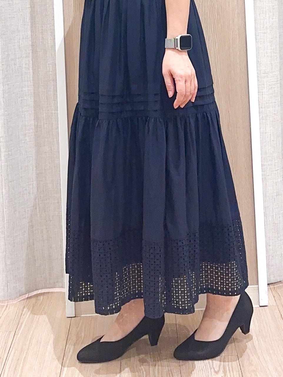 naoさんの「grove｜【シリーズ累計36万枚/UVカット・ひんやり・洗濯機OK】やわらかドライタッチ 五分袖クルーネックニ」を使ったコーディネート