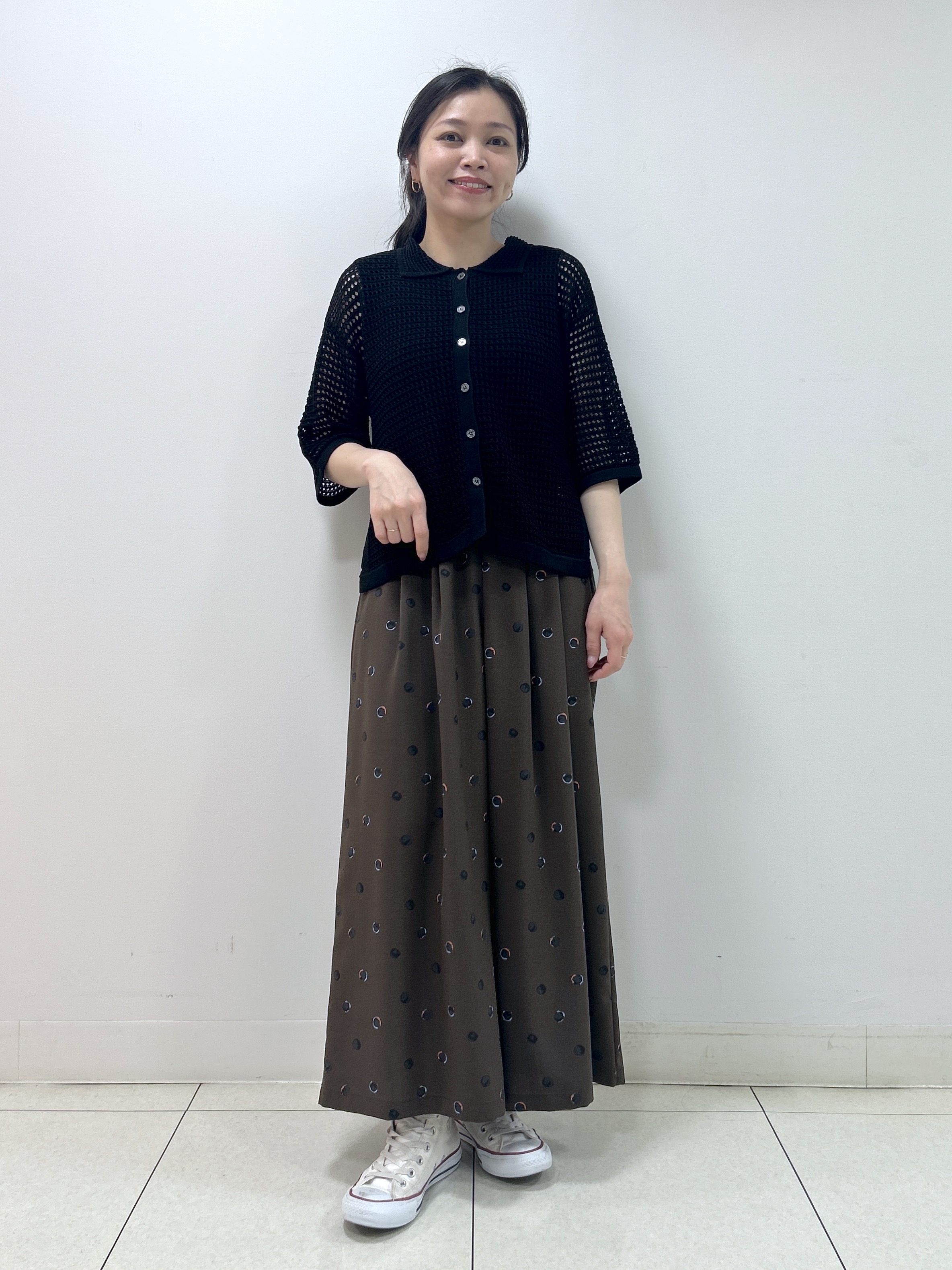 Kaiさんの「Dessin｜【洗える】透かし編み襟付きニットカーディガン」を使ったコーディネート
