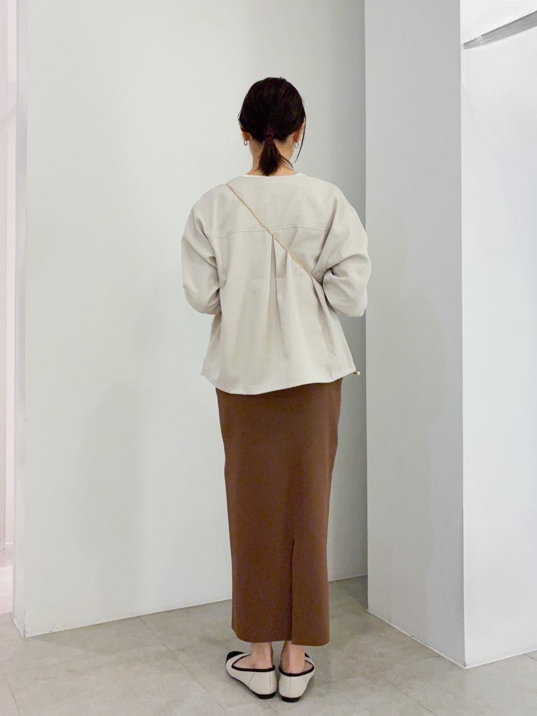 kanakoさんの「grove｜【貴島明日香さん着用・洗える】麻調ノーカラーブルゾン」を使ったコーディネート