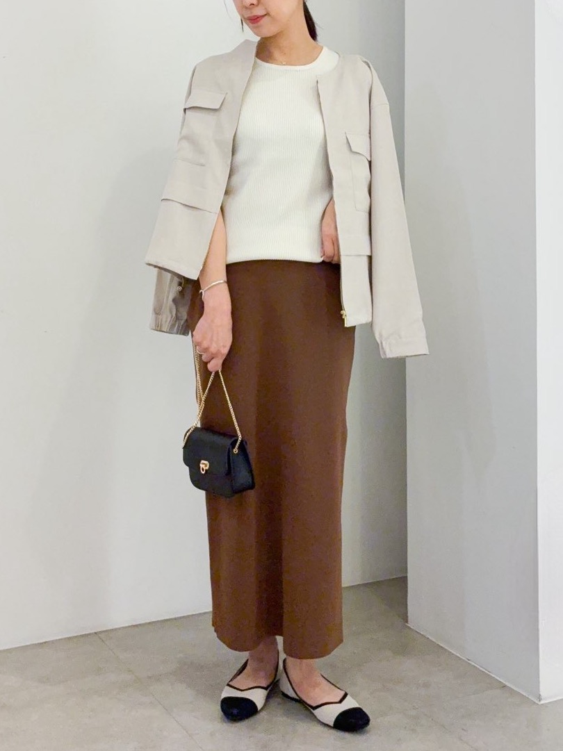 kanakoさんの「grove｜【貴島明日香さん着用・洗える】麻調ノーカラーブルゾン」を使ったコーディネート