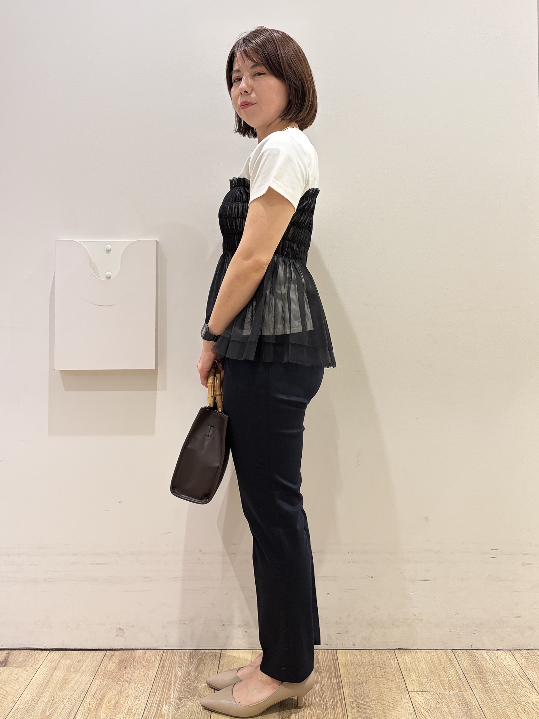 YUKOさんの「index｜チュールペプラムトップス【洗濯機OK／接触冷感／UVケア】」を使ったコーディネート