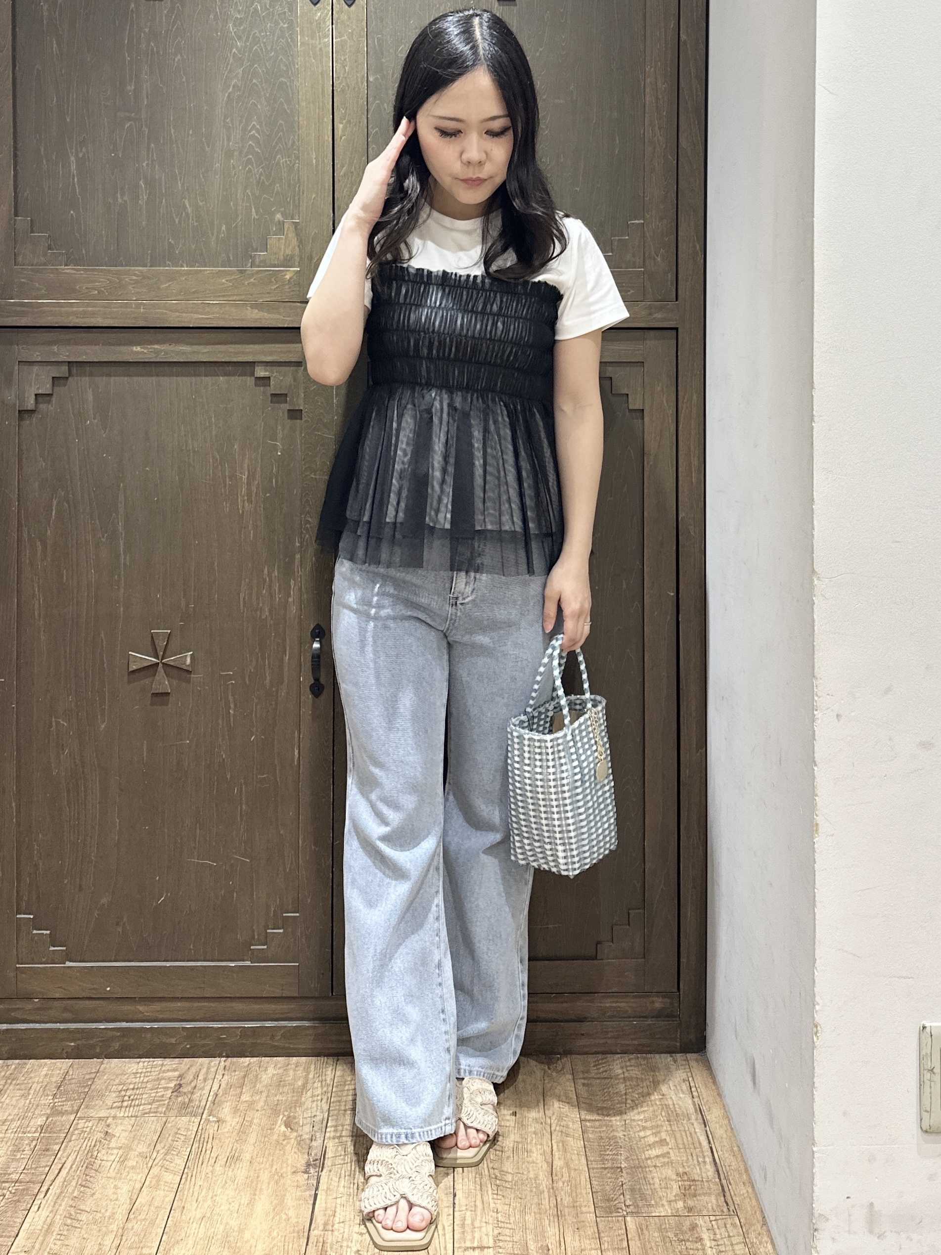 kanaさんの「index｜チュールペプラムトップス【洗濯機OK／接触冷感／UVケア】」を使ったコーディネート