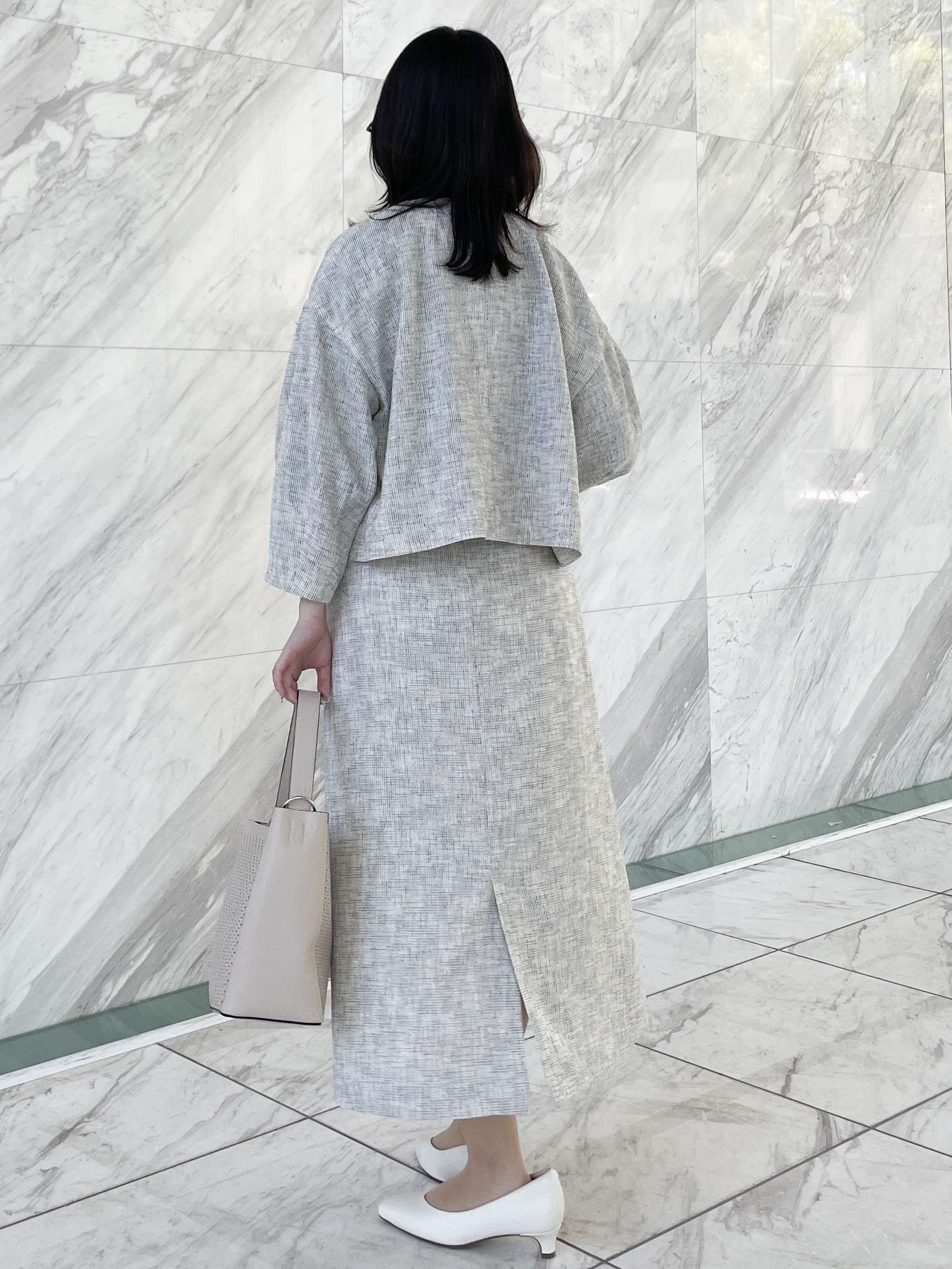 yukariさんの「Reflect｜【セットアップ可】ツイードノーカラージャケット」を使ったコーディネート