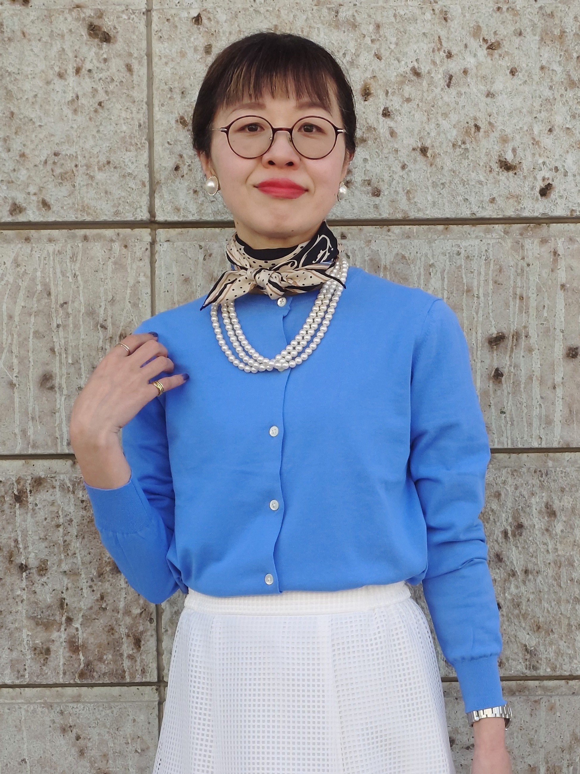 MUTSUKOさんの「UNTITLED｜【9色展開/アンサンブル可】コットンクルーネックカーディガン」を使ったコーディネート
