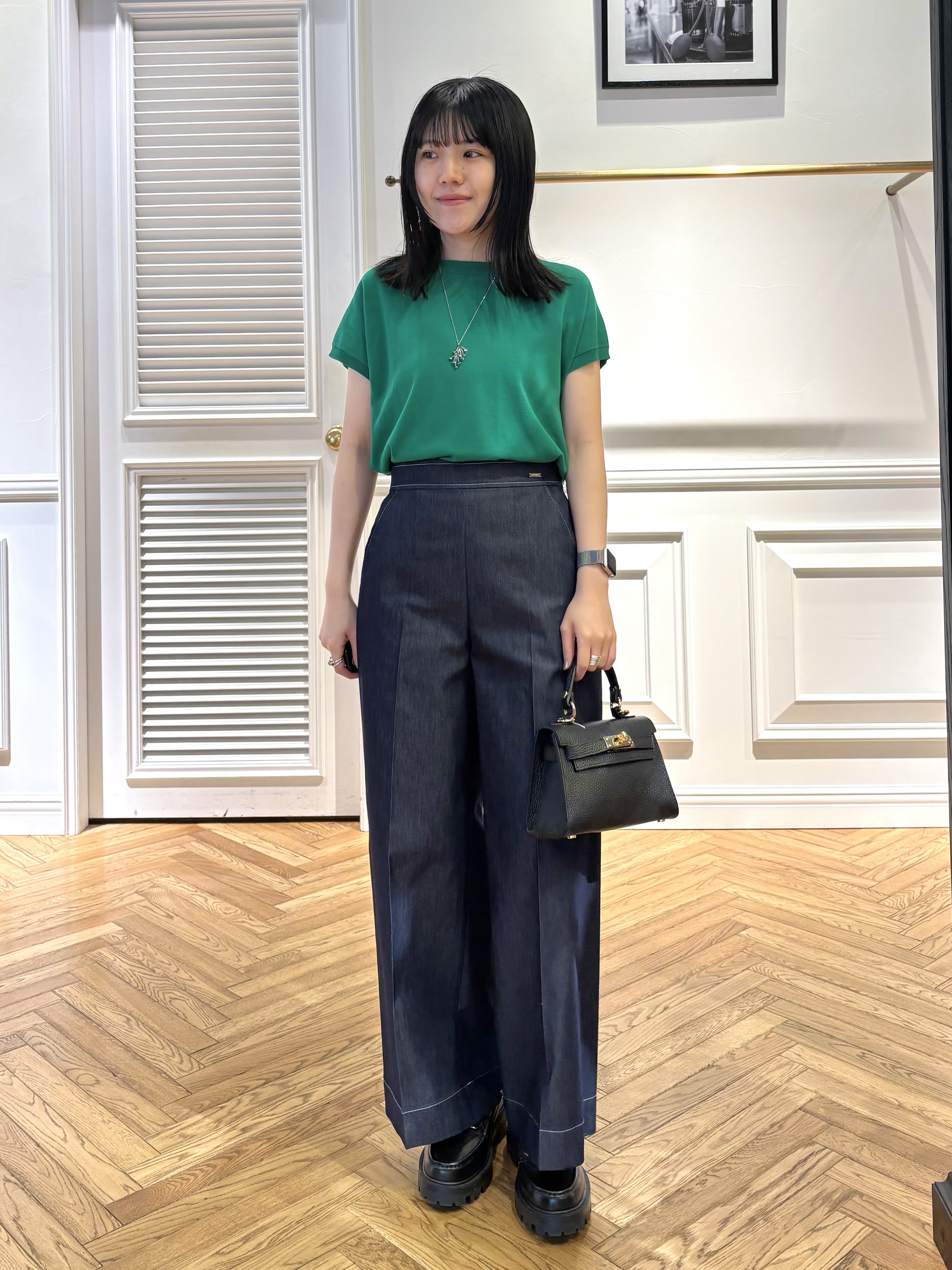 cocoさんの「DRESSTERIOR｜【ウォッシャブル】コットンシルクフレンチスリーブニット」を使ったコーディネート