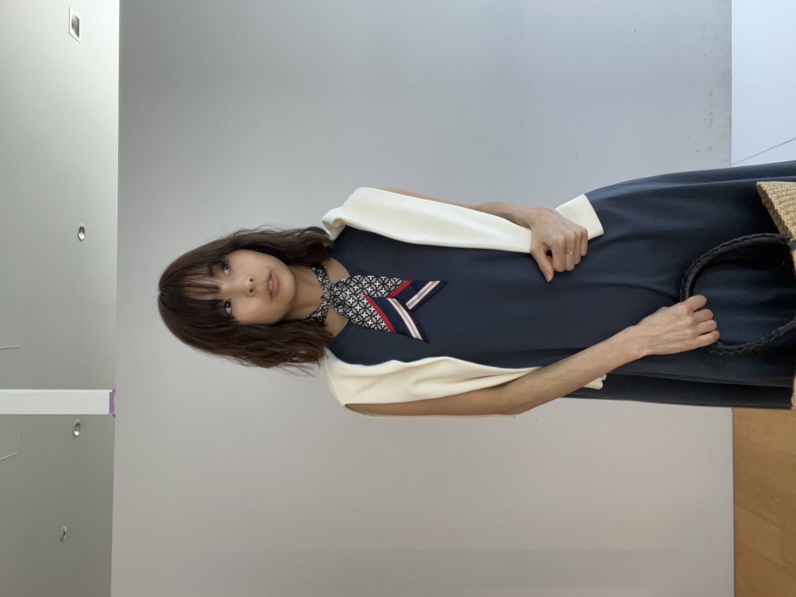 misaさんの「DRESSTERIOR｜【接触冷感／抗菌防臭／消臭/ウォッシャブル】アイスクリアコットン フレンチスリーブワンピース」を使ったコーディネート