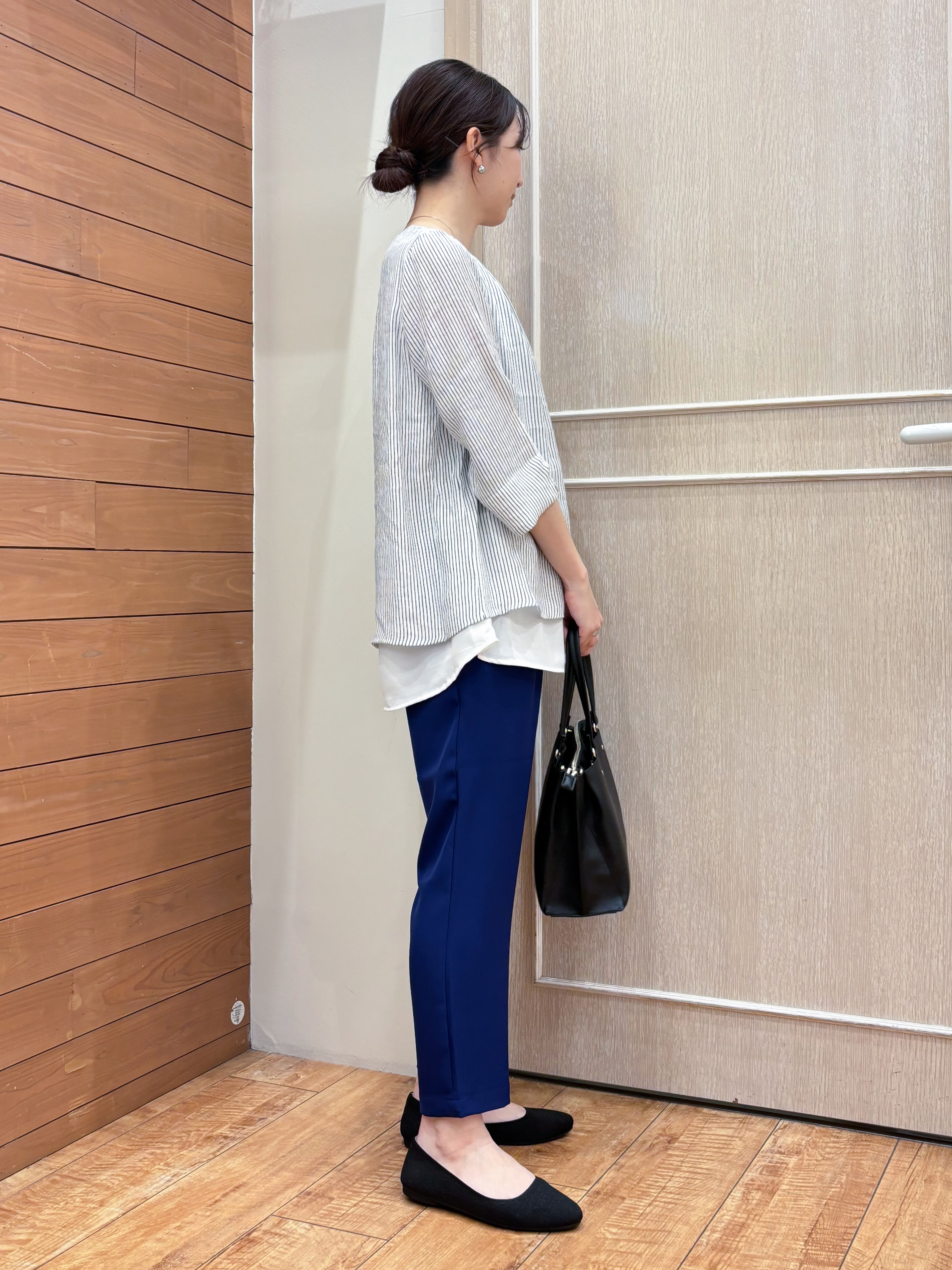 なみさんの「SHOO･LA･RUE｜【洗濯機可/体型カバー】1枚でサマ見え 7分袖スラブレイヤード風トップス」を使ったコーディネート