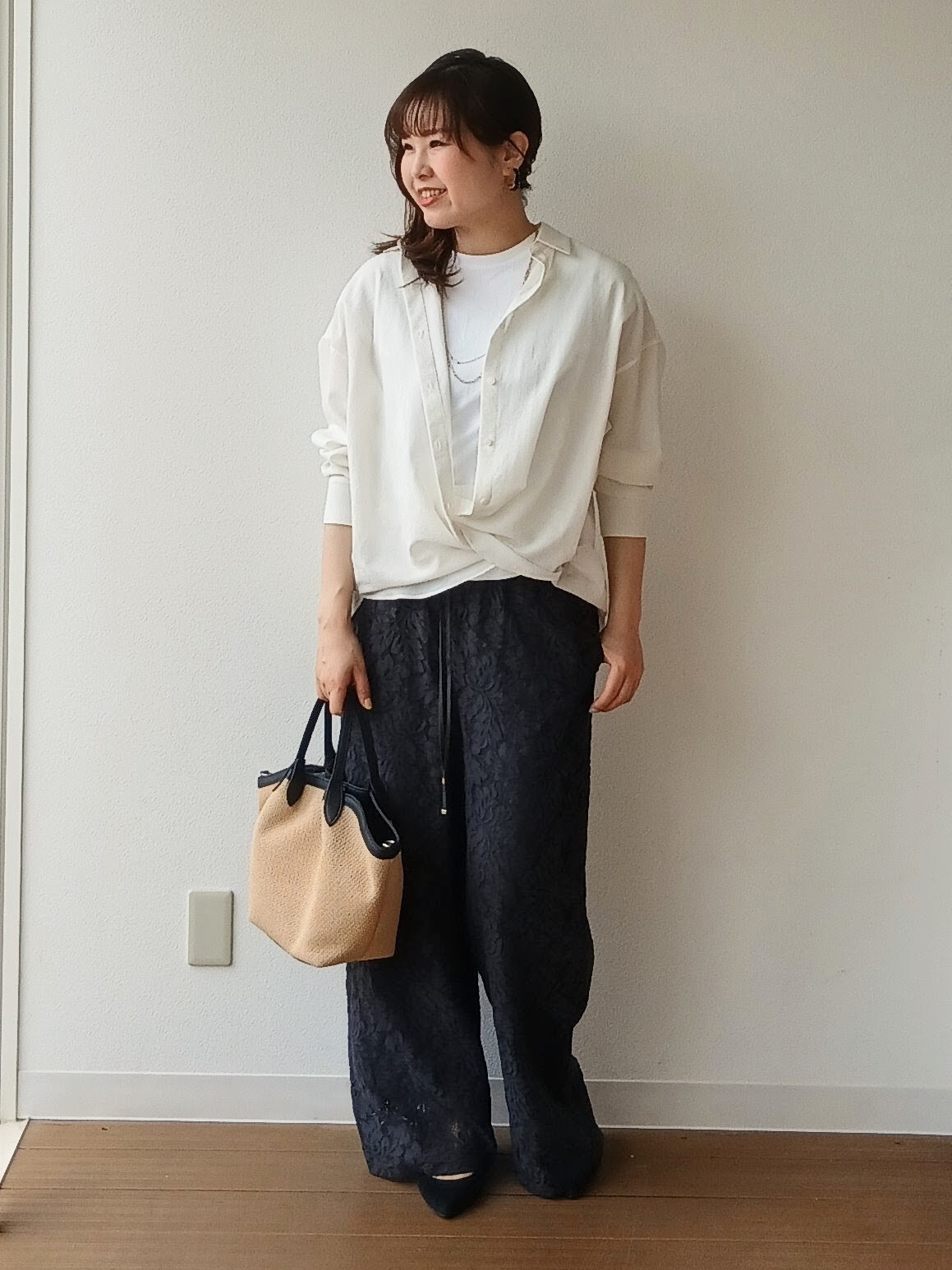 なみきさんの「UNTITLED｜【2WAY/マシンウォッシャブル】カシュクールデザインシャツ」を使ったコーディネート