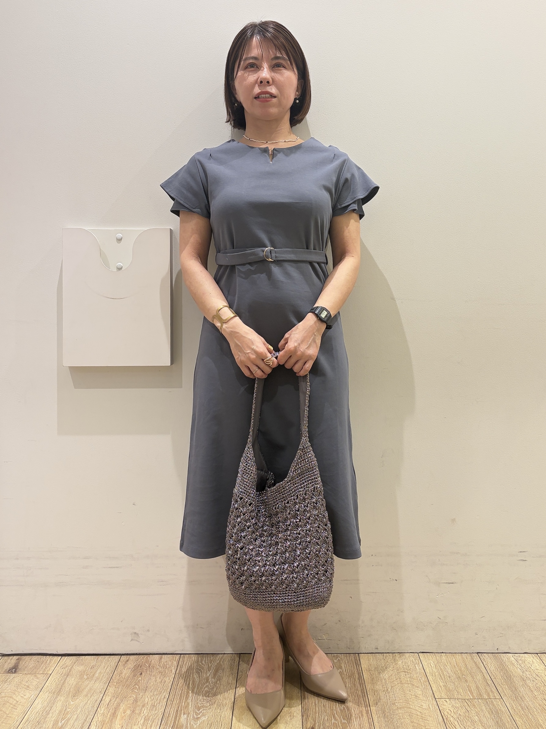 YUKOさんの「index｜【接触冷感／UVケア】Iラインフレアスリーブワンピース《洗濯機OK／XS～3L／6col》」を使ったコーディネート