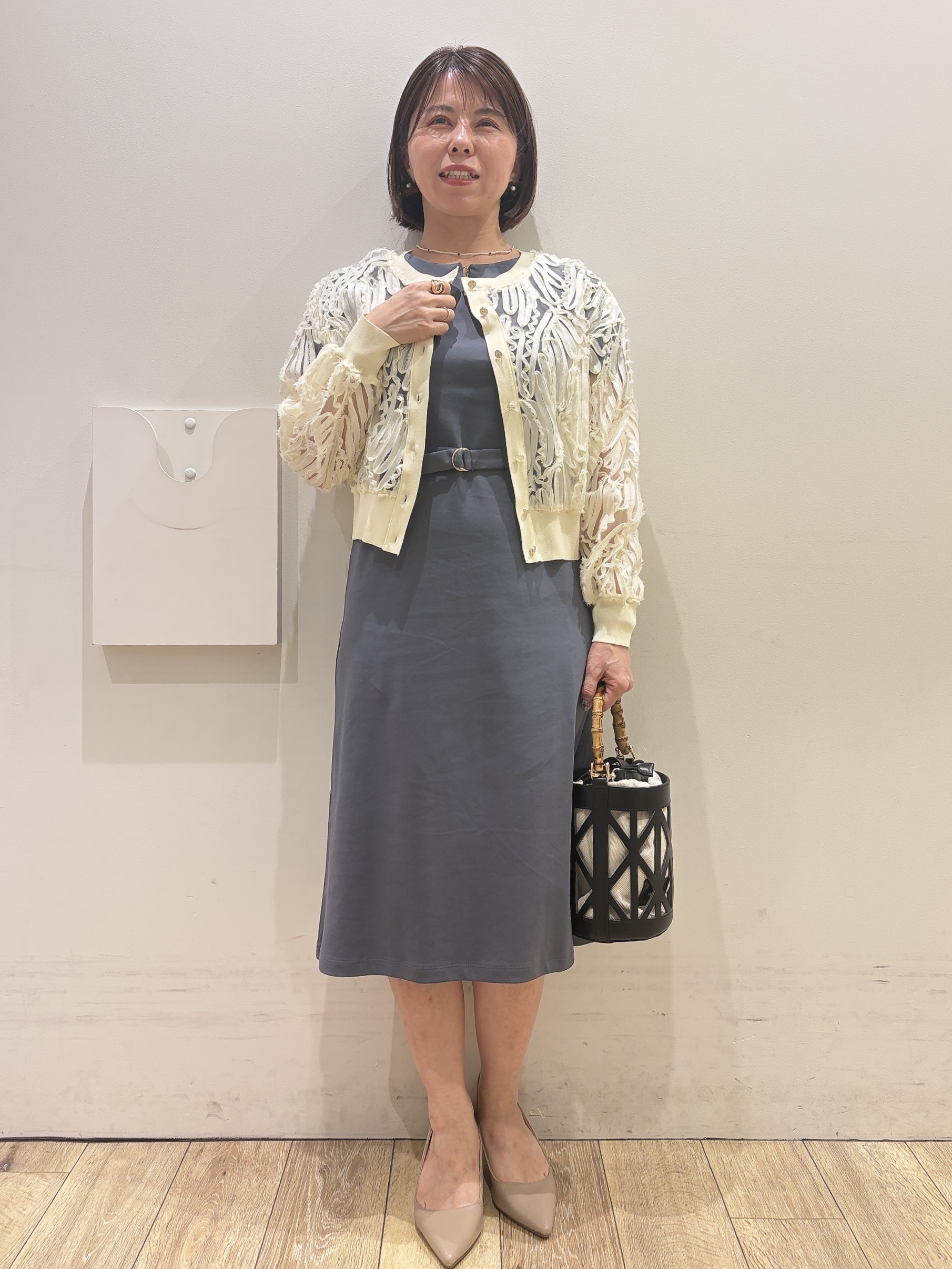 YUKOさんの「index｜【接触冷感／UVケア】Iラインフレアスリーブワンピース《洗濯機OK／XS～3L／6col》」を使ったコーディネート
