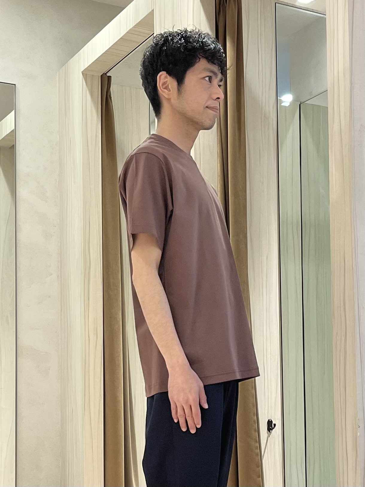URAさんの「TAKEO KIKUCHI｜【吸汗速乾】タイル柄プリント 半袖シャツ」を使ったコーディネート