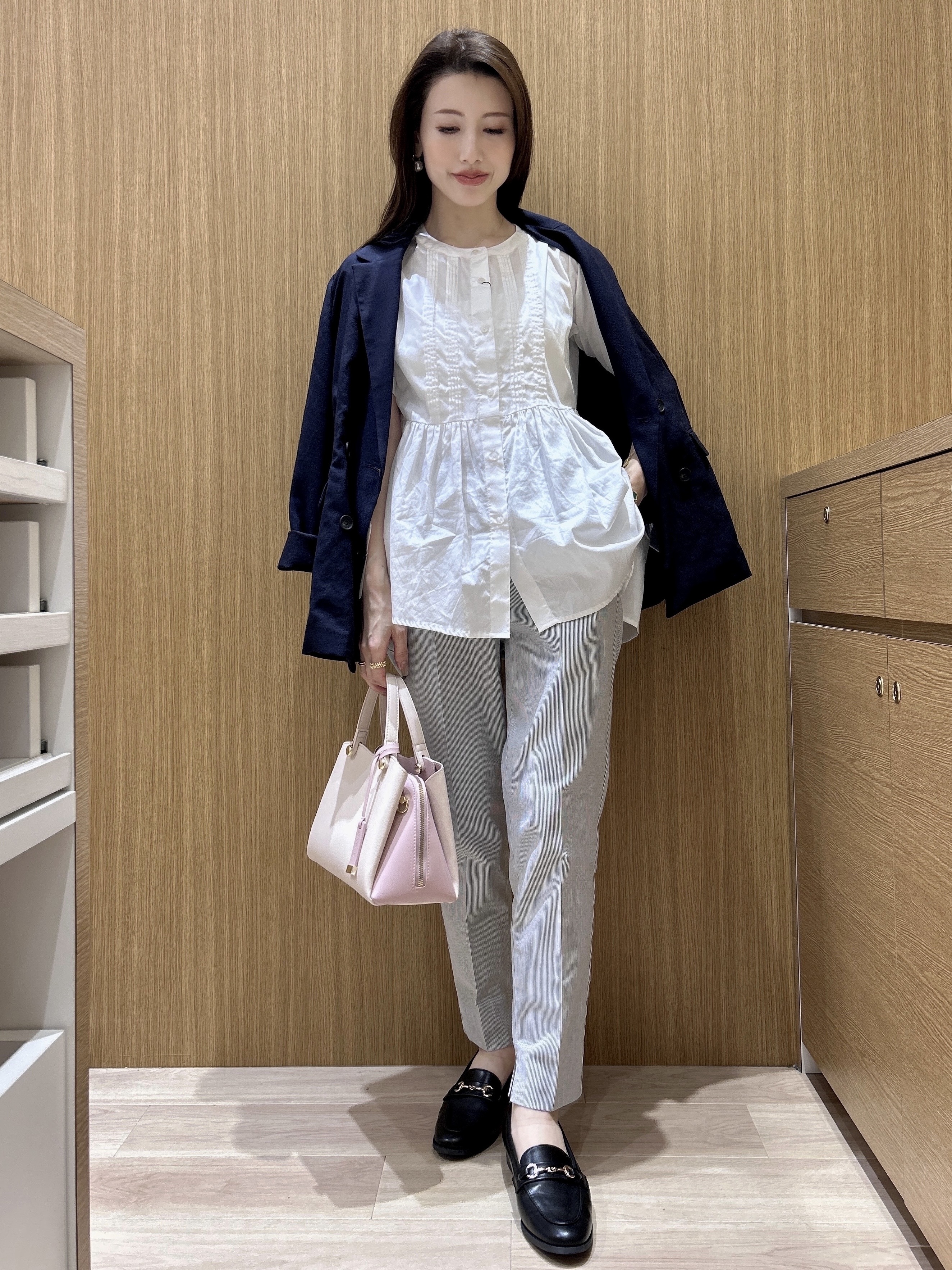 maiさんの「OPAQUE.CLIP｜【UV／接触冷感】ダブルブレストジャケット《防シワ加工／洗える》」を使ったコーディネート