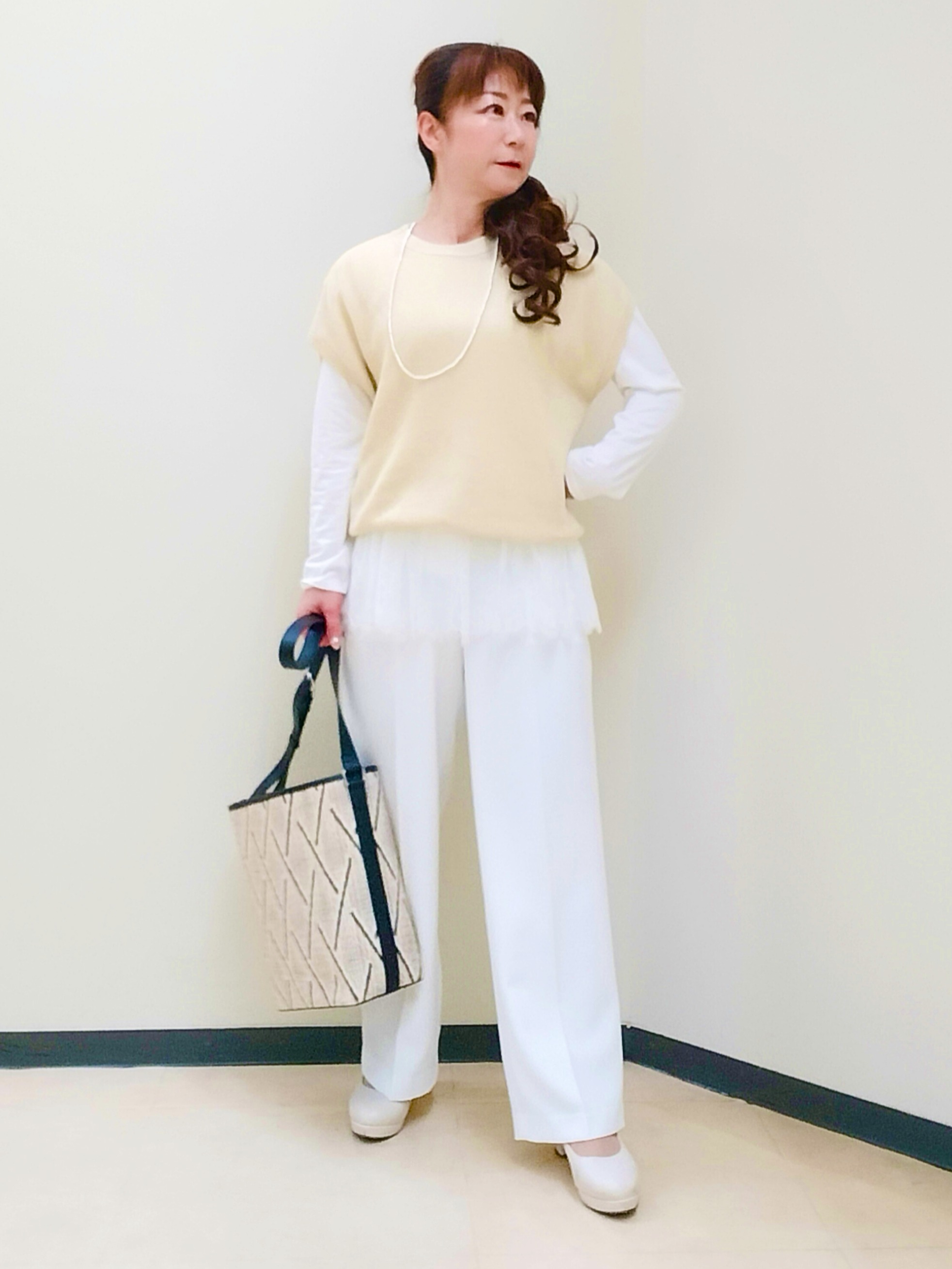花さんの「Reflect｜【レイヤードにおすすめ◎】畦編みフレンチスリーブトップス」を使ったコーディネート