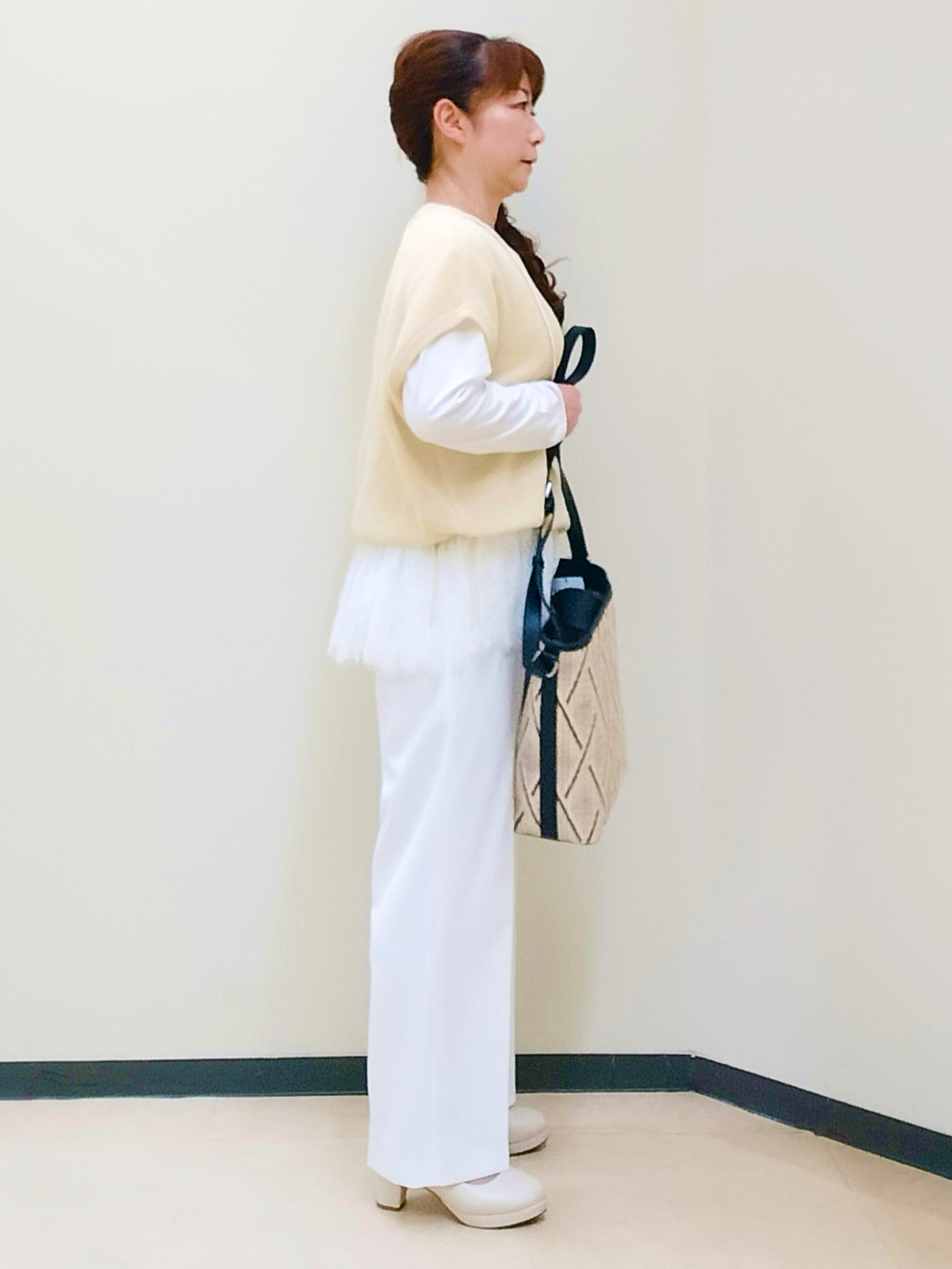 花さんの「Reflect｜【レイヤードにおすすめ◎】畦編みフレンチスリーブトップス」を使ったコーディネート