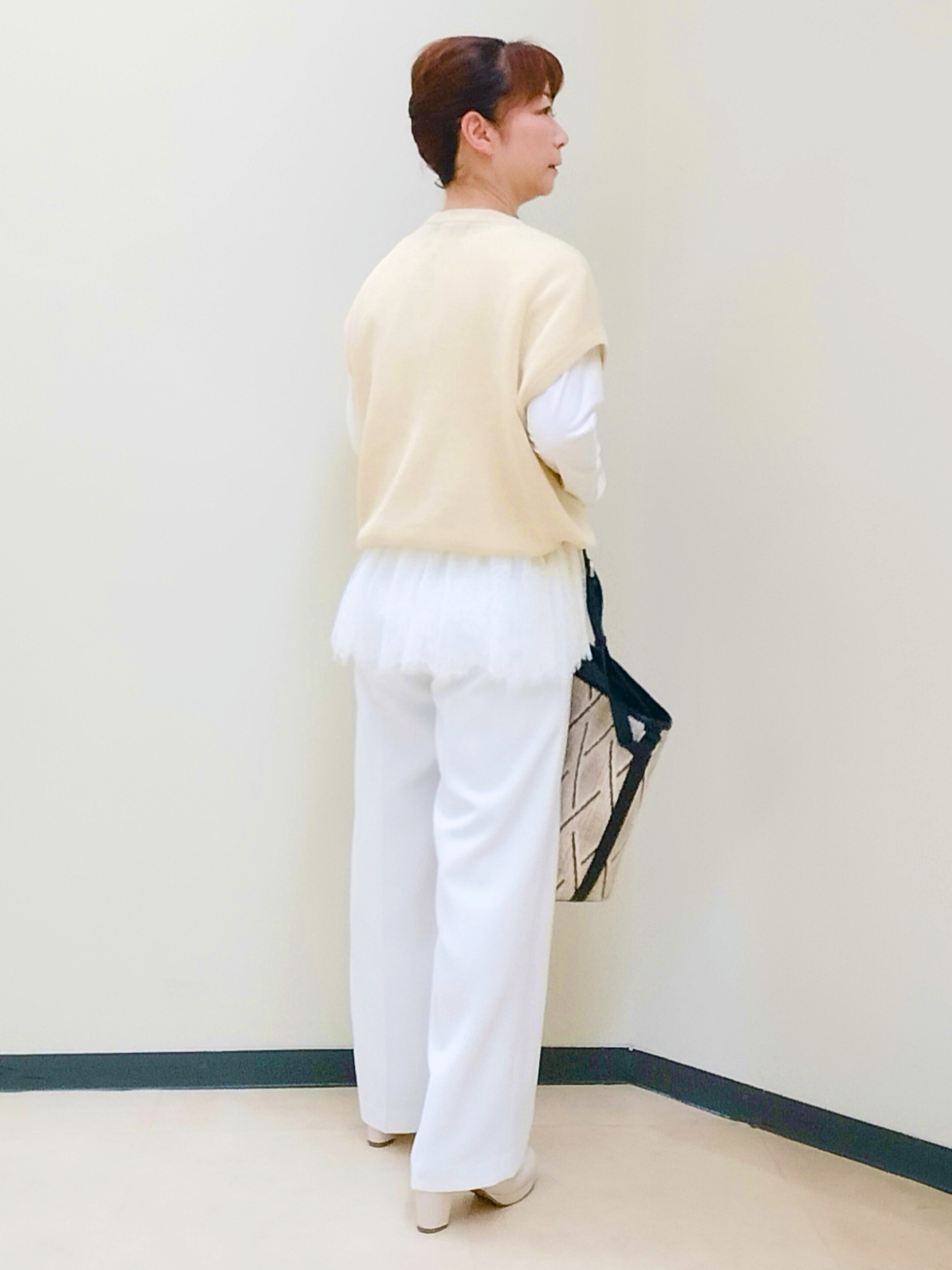 花さんの「Reflect｜【レイヤードにおすすめ◎】畦編みフレンチスリーブトップス」を使ったコーディネート