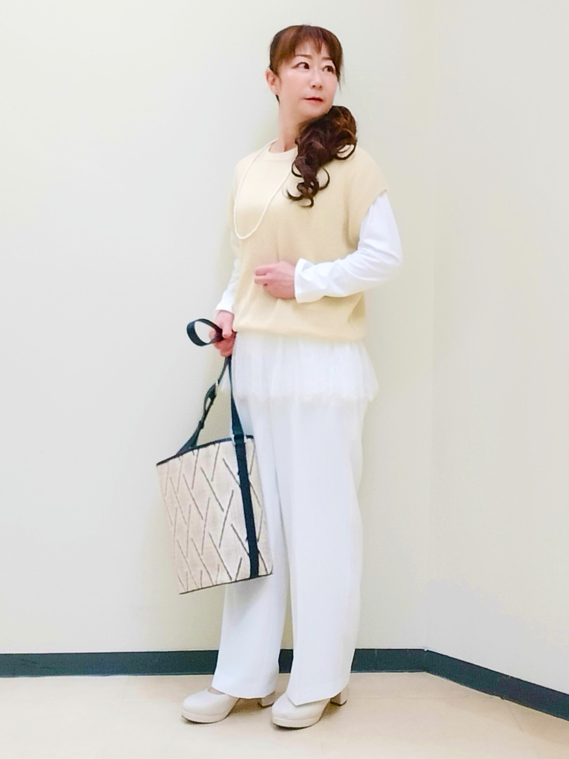花さんの「Reflect｜【レイヤードにおすすめ◎】畦編みフレンチスリーブトップス」を使ったコーディネート