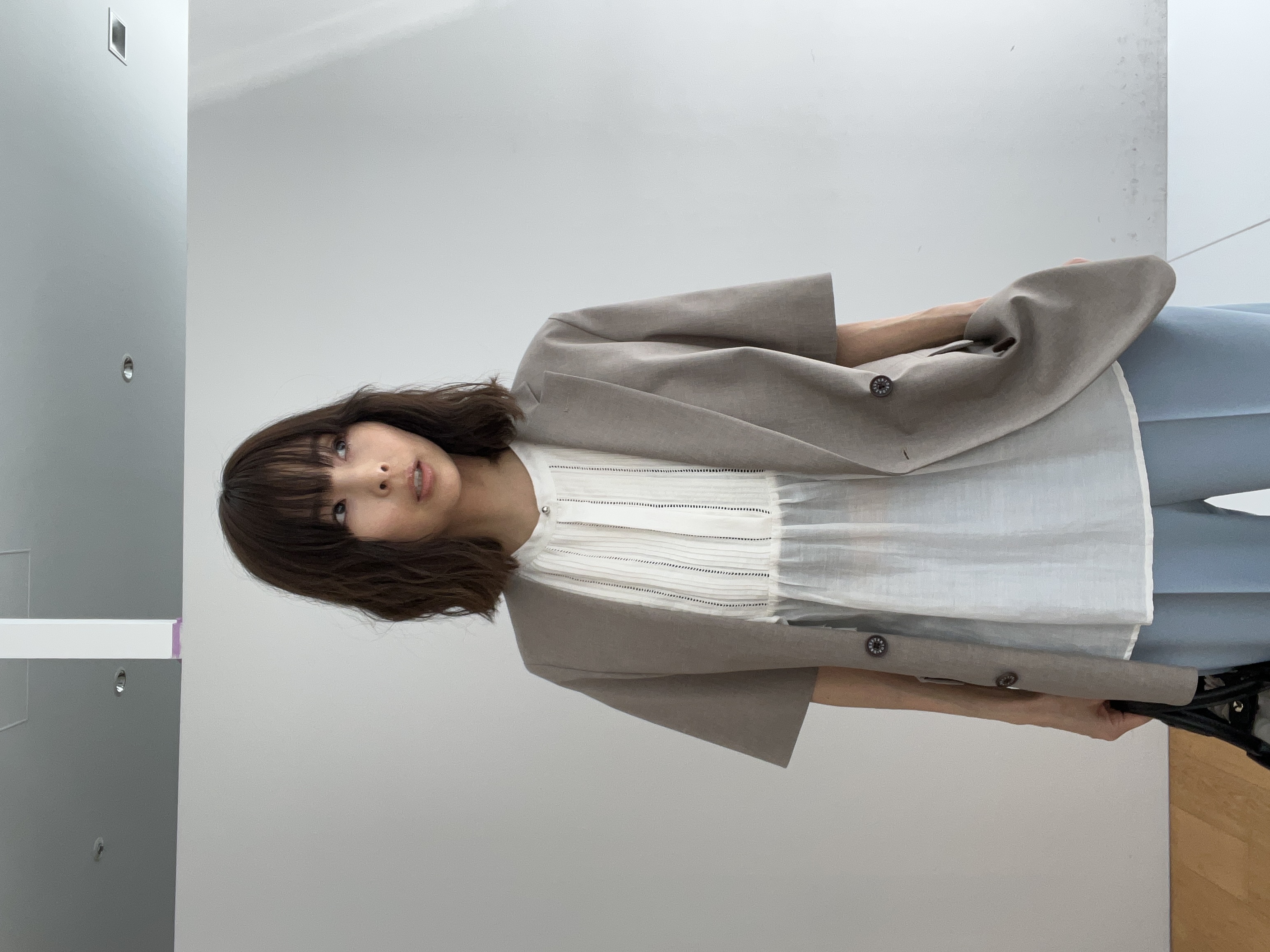 misaさんの「DRESSTERIOR｜【セットアップ可/UVカット/接触冷感/吸水速乾】ウォッシャブル リネンライクドルマンジャケット」を使ったコーディネート